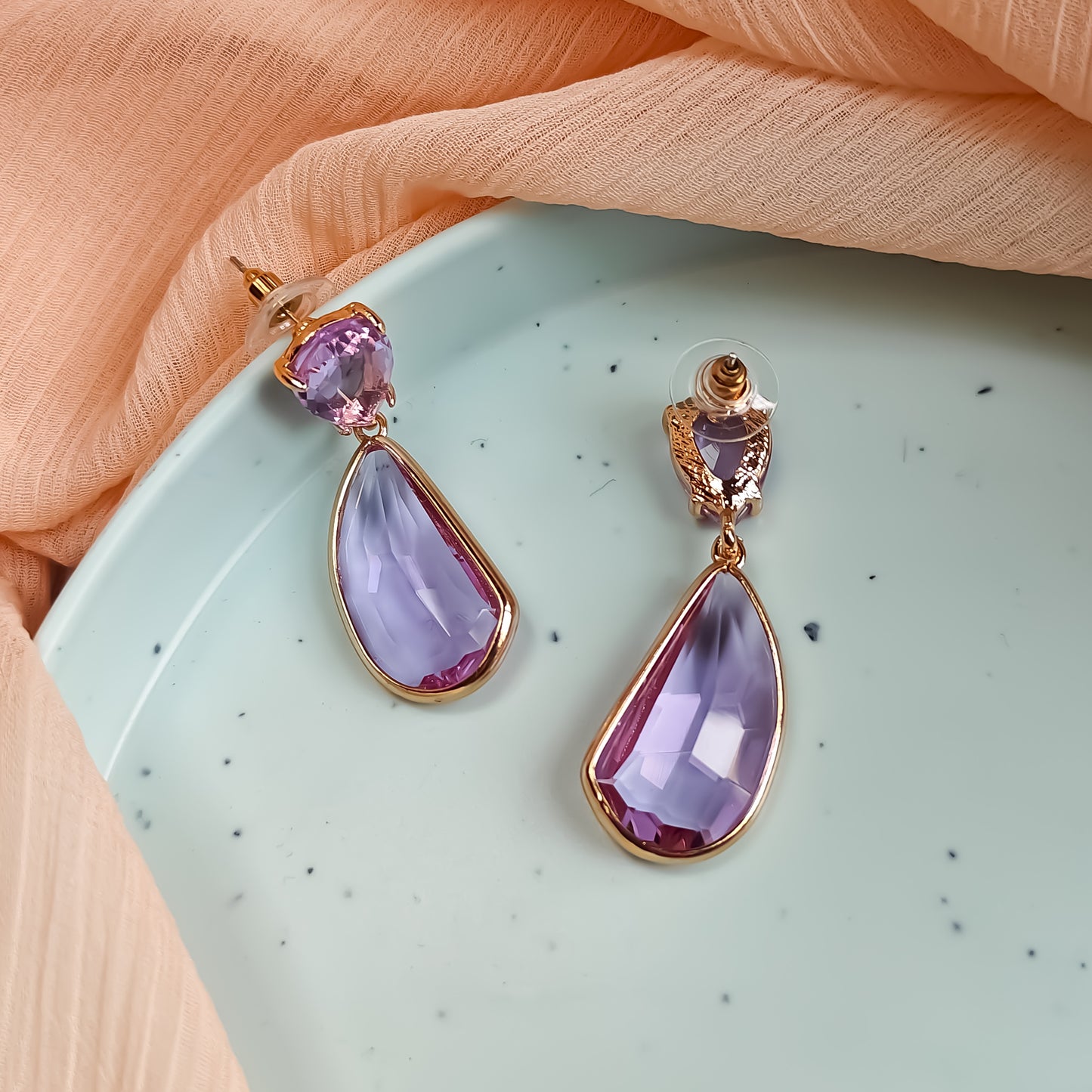 Charlotte Stone Statement Earrings-Lush Lavender