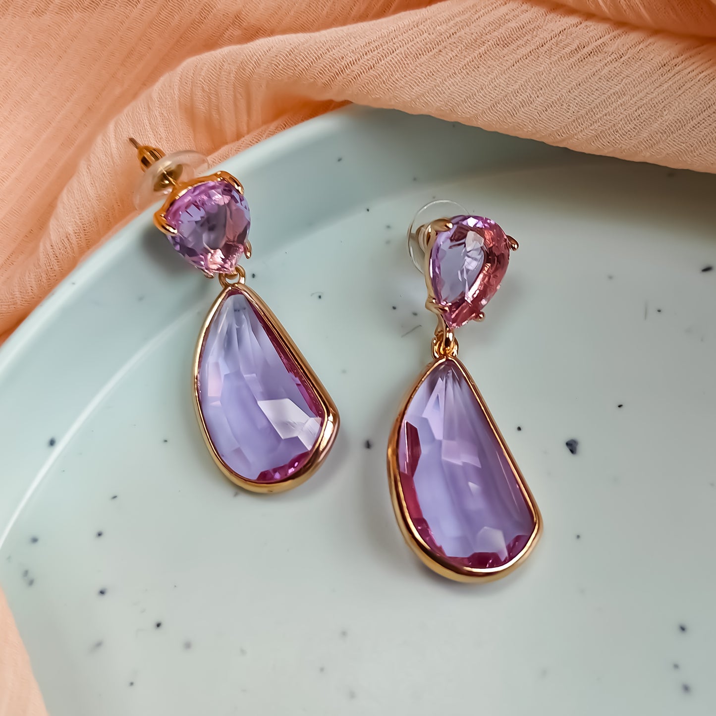 Charlotte Stone Statement Earrings-Lush Lavender