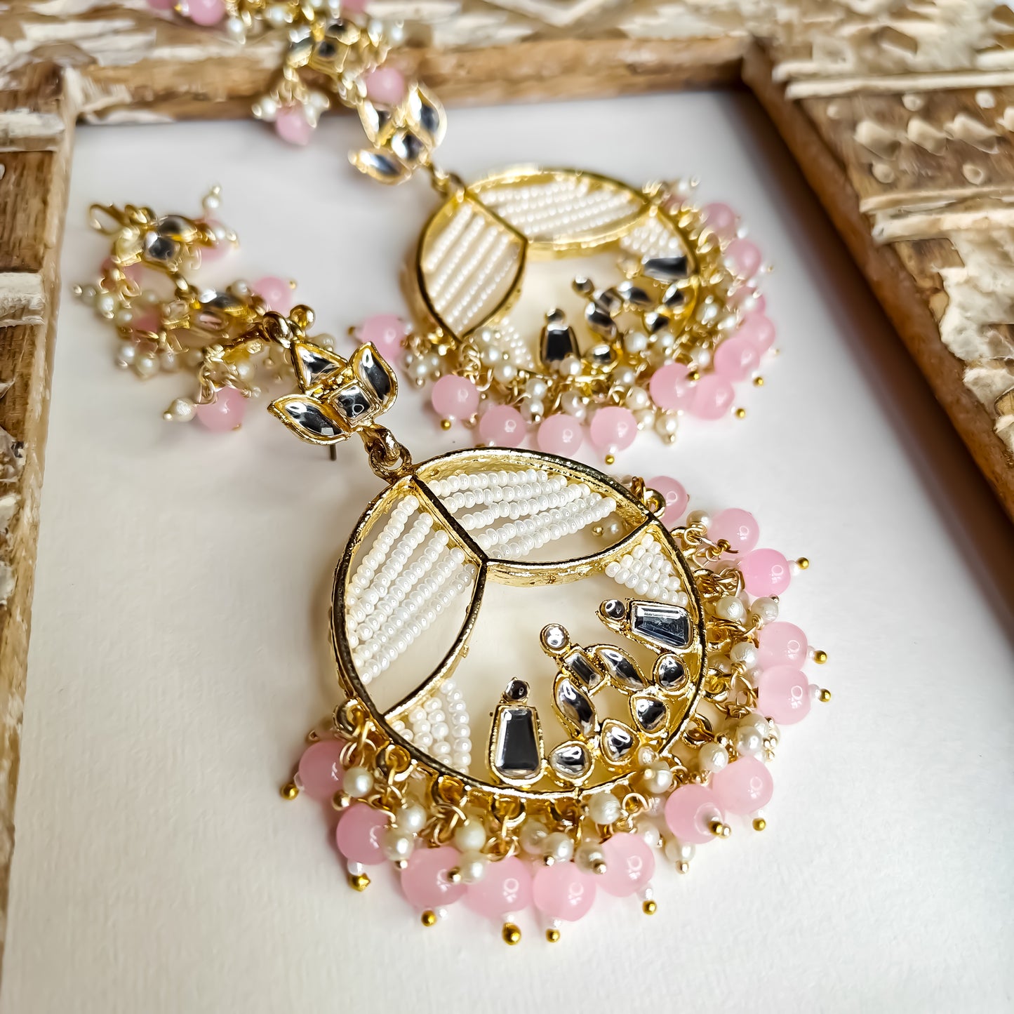 Doli Chandbali Earrings - Baby Pink