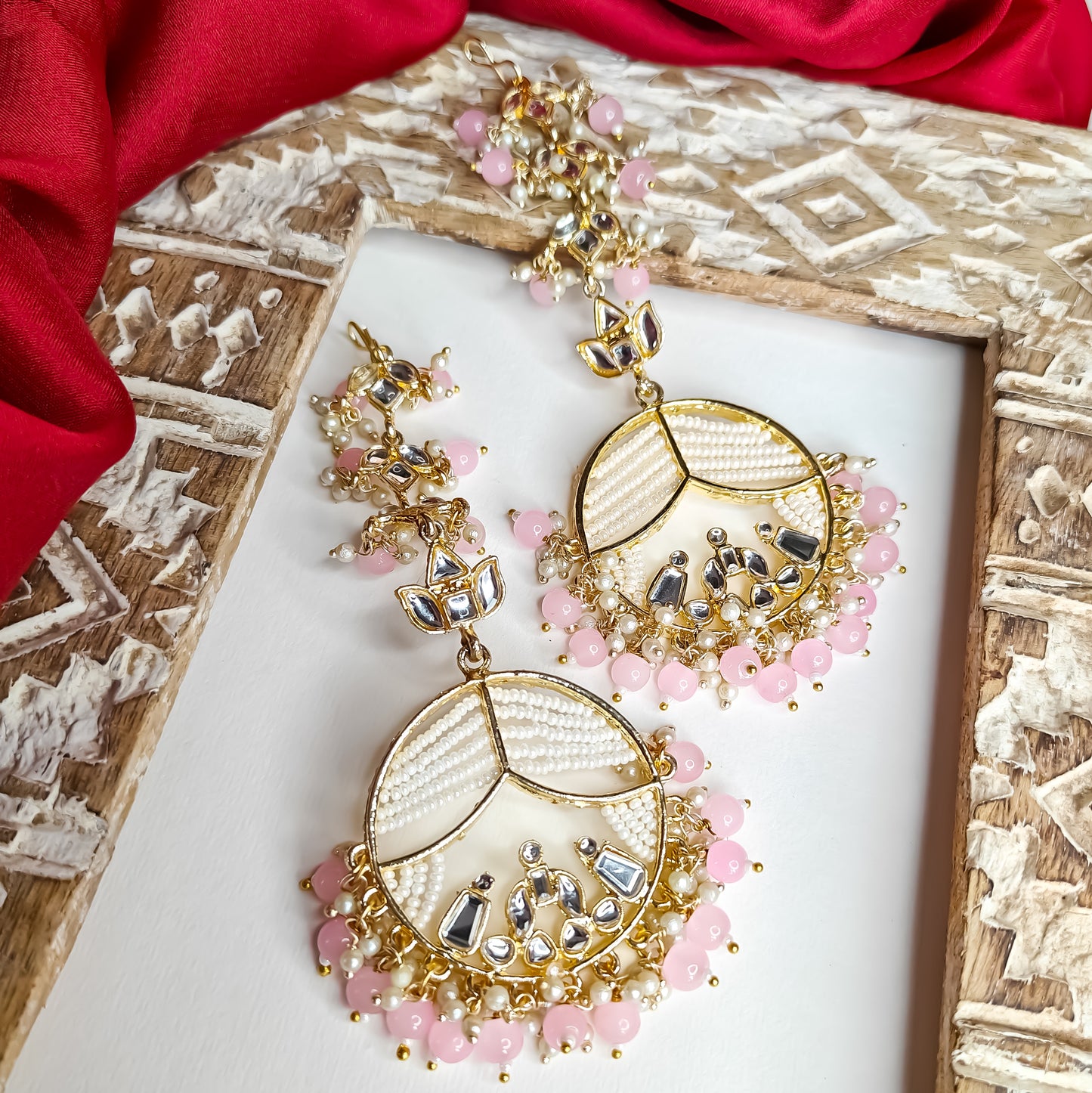 Doli Chandbali Earrings - Baby Pink