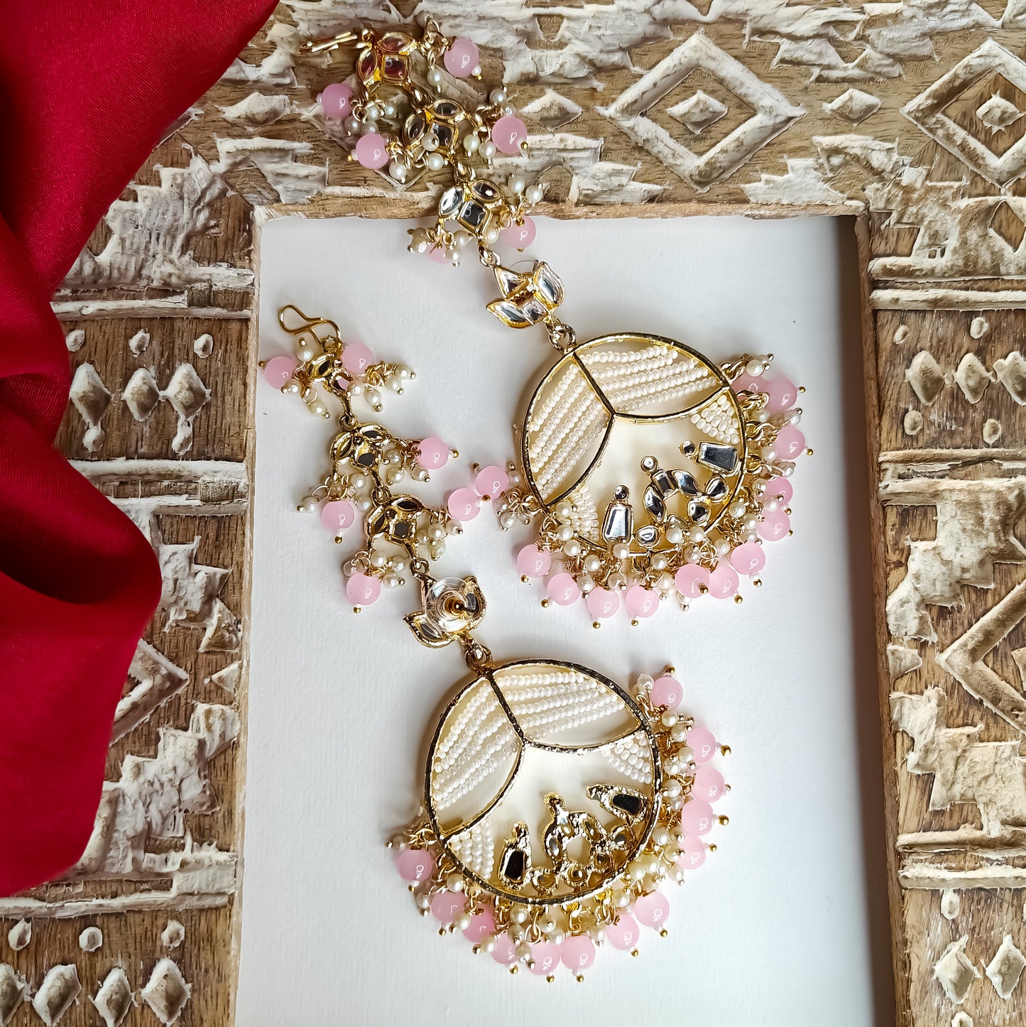 Doli Chandbali Earrings - Baby Pink
