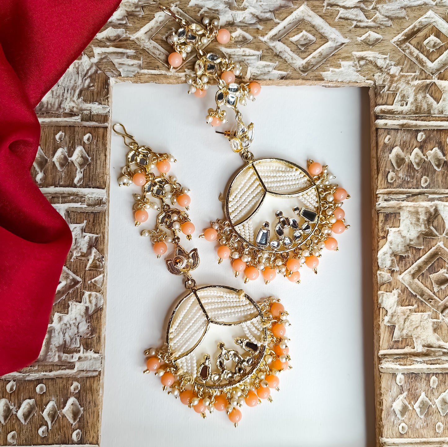 Doli Chandbali Earrings - Peach