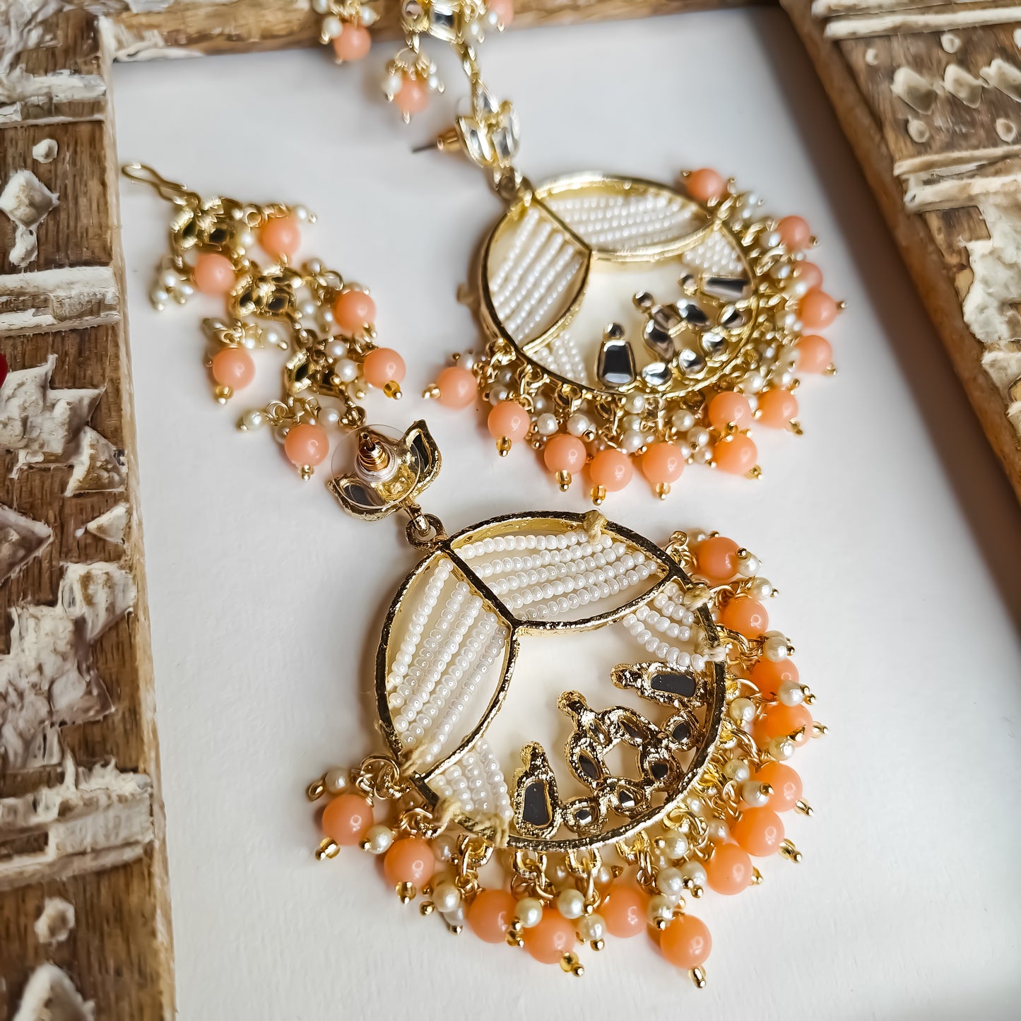 Doli Chandbali Earrings - Peach