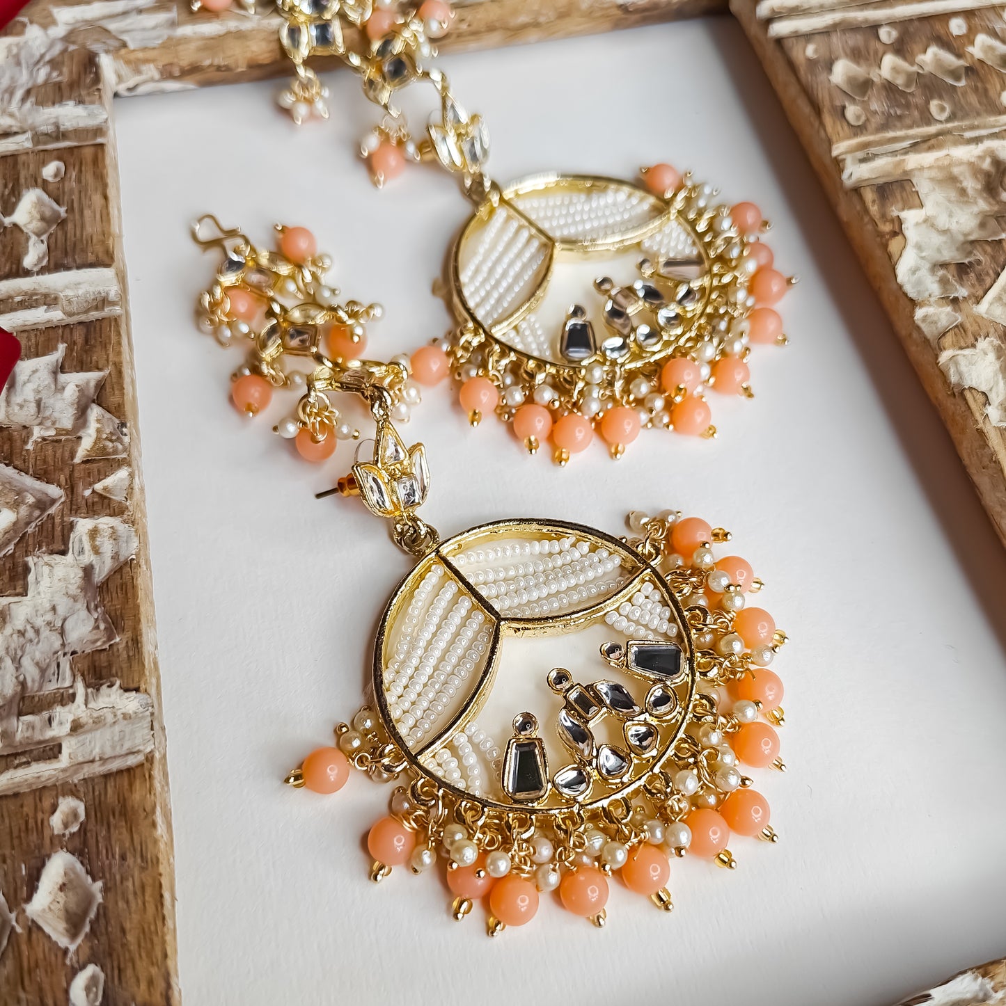 Doli Chandbali Earrings - Peach