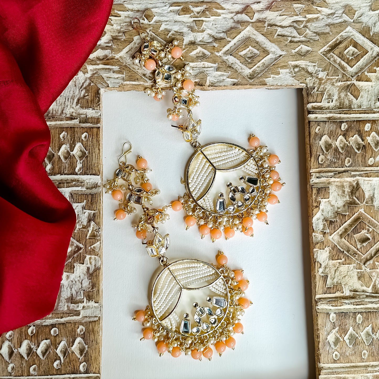 Doli Chandbali Earrings - Peach