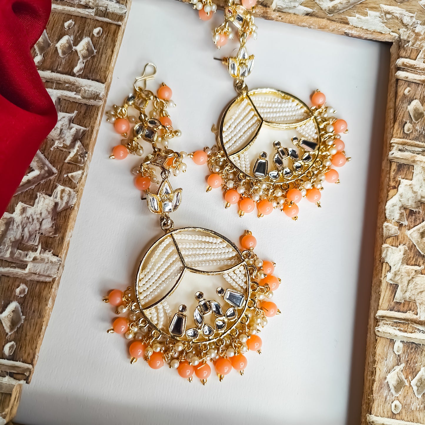 Doli Chandbali Earrings - Peach