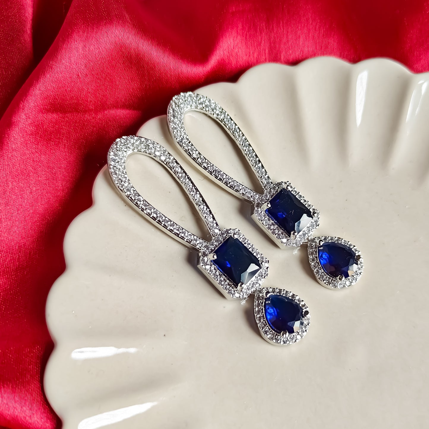Deepika Inspired AD Necklace Set Blue