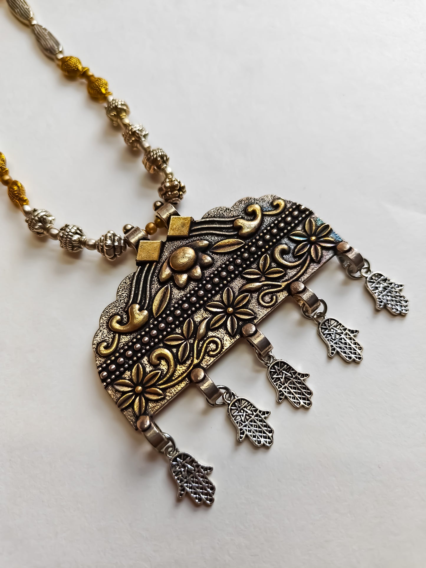 Dual Tone Charm Long Necklace