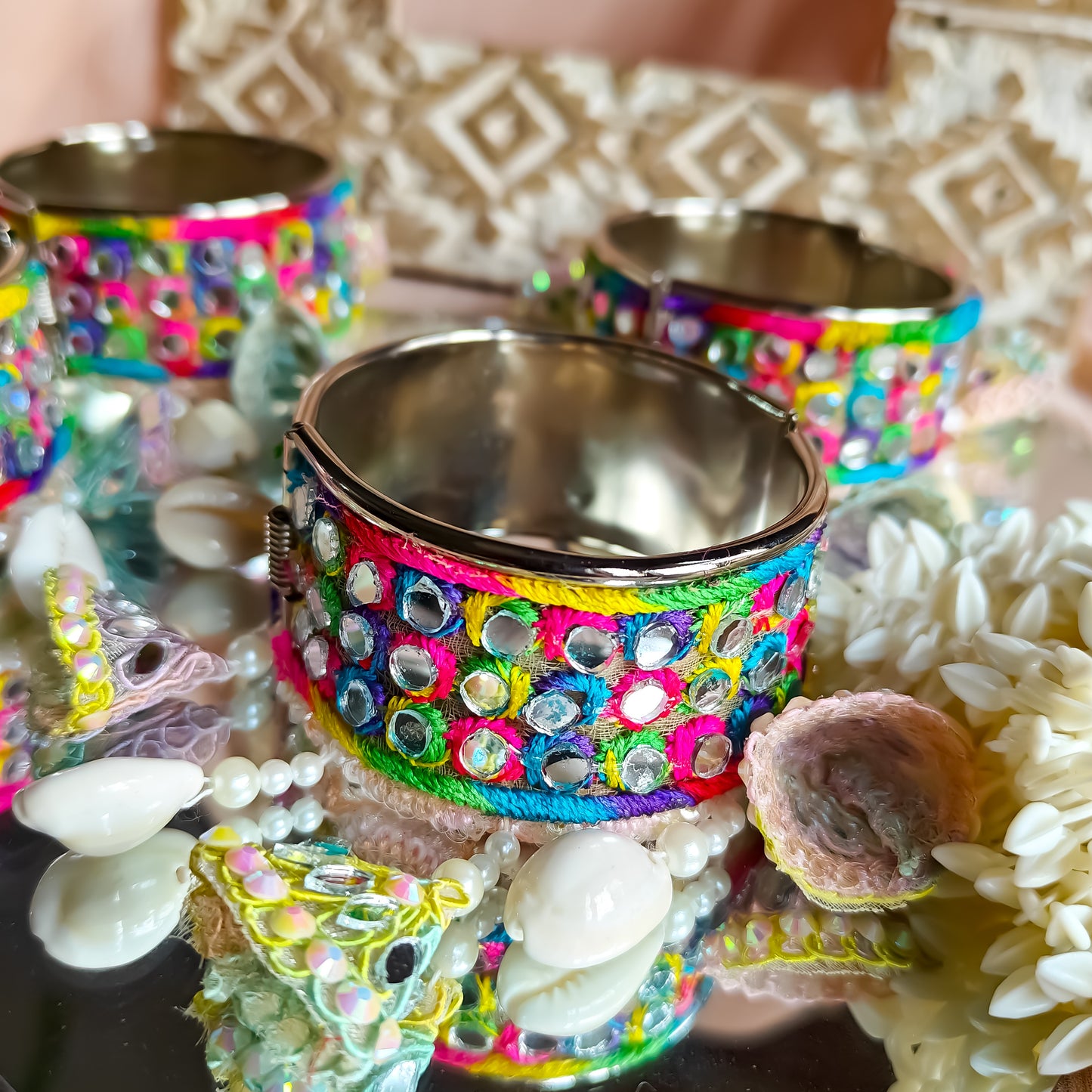 Kutch Work Openable Shell Kada (Single)