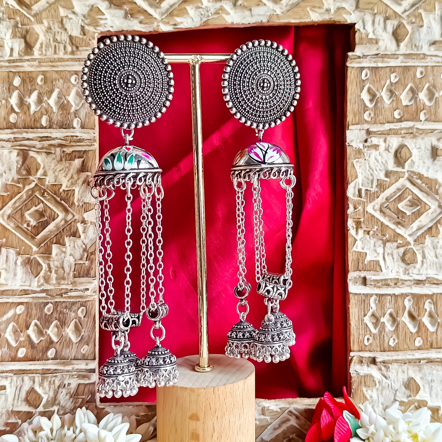 Baruni Meenakari Jhumka Earrings