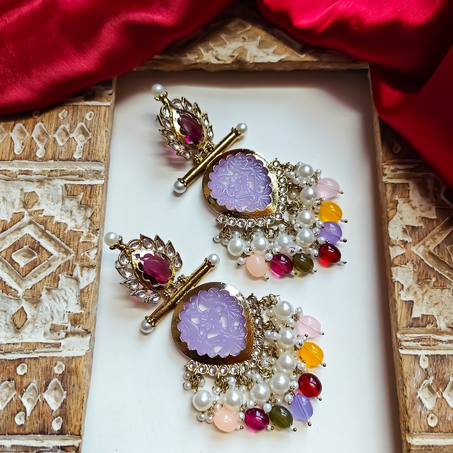 Shagun Cutwork Chandbali Earrings - Multi