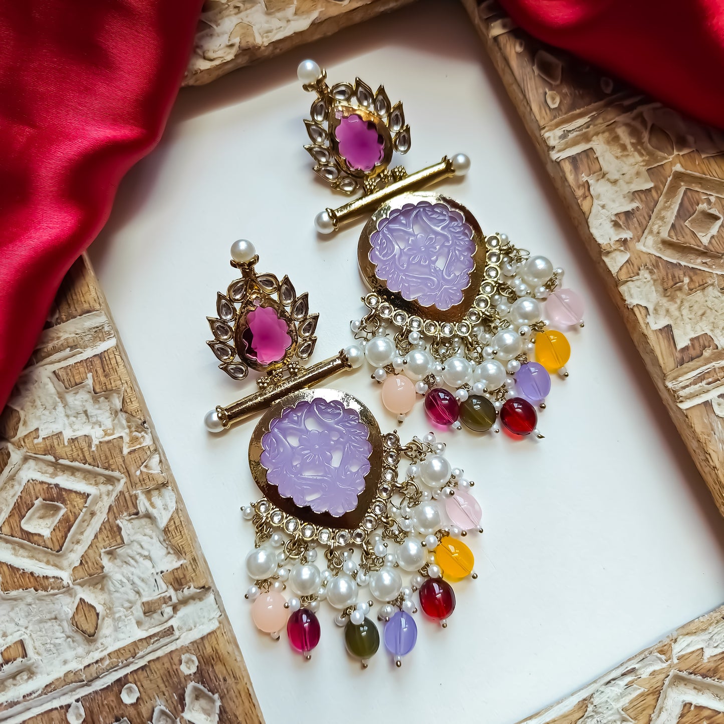 Shagun Cutwork Chandbali Earrings - Multi