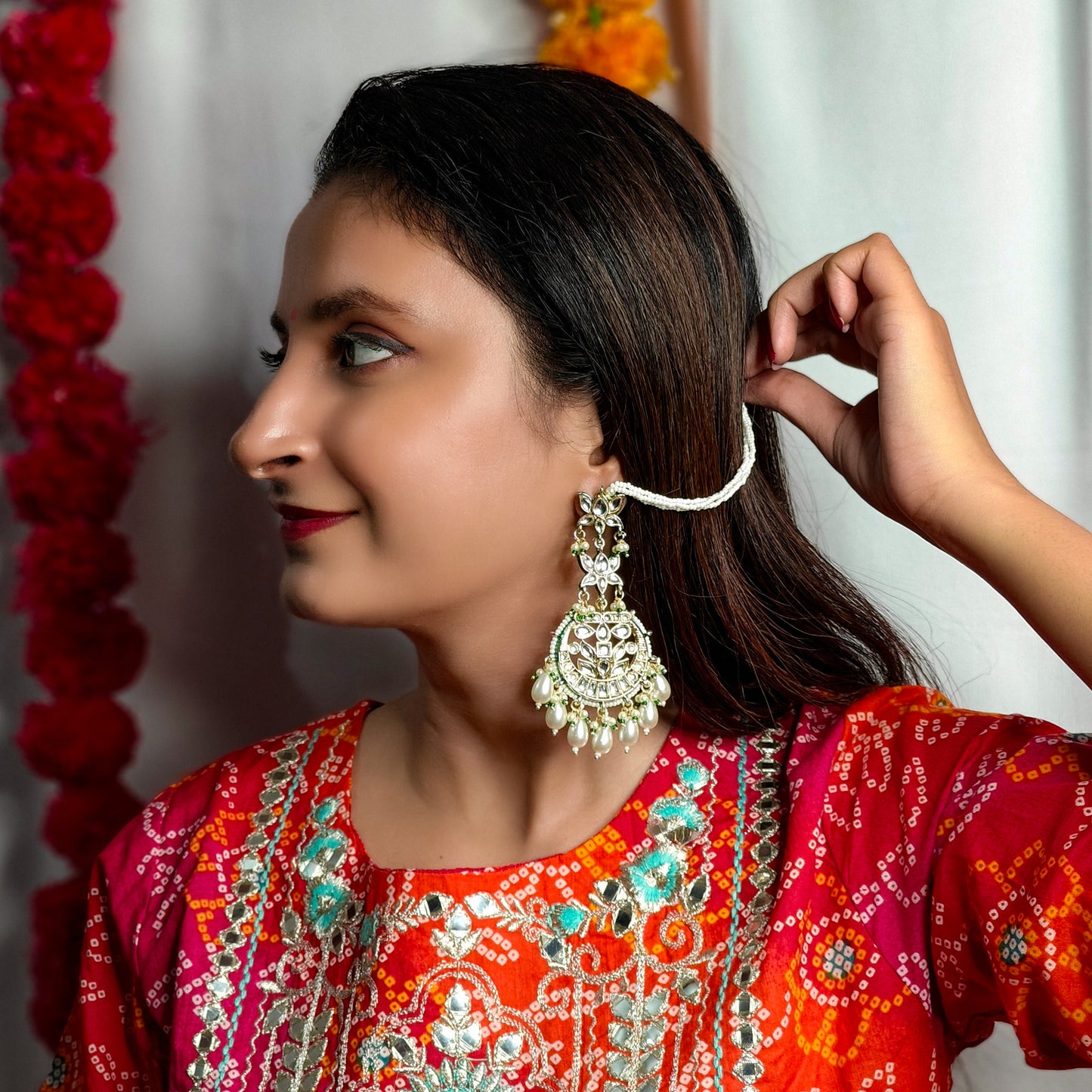 Rehmat Chandbali Earrings with Sahara - Golden