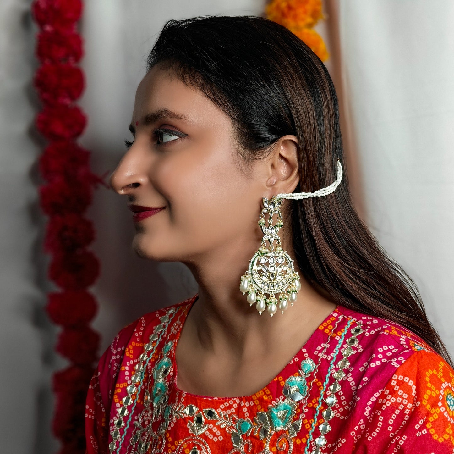 Rehmat Chandbali Earrings with Sahara - Golden