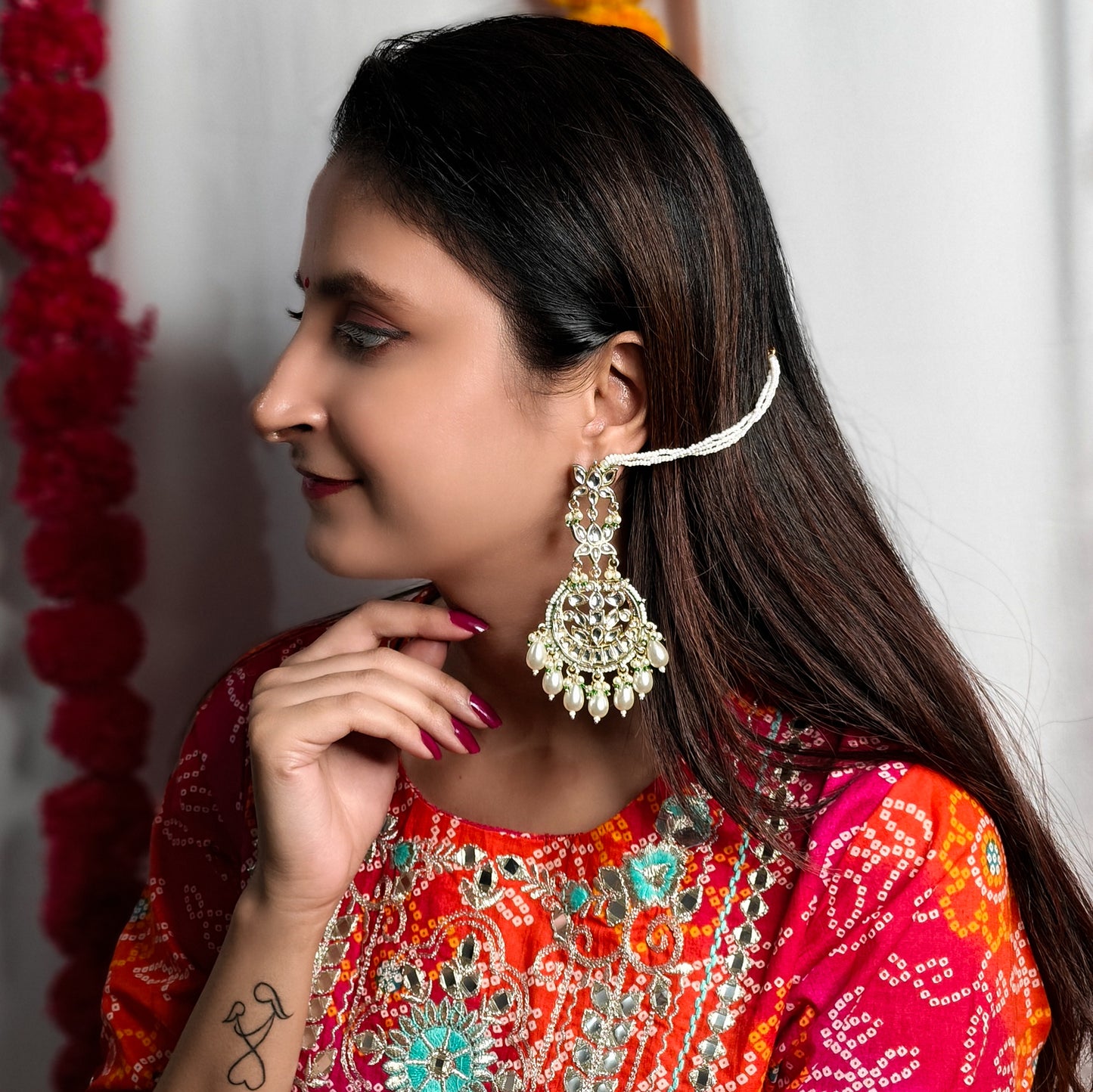 Rehmat Chandbali Earrings with Sahara - Golden
