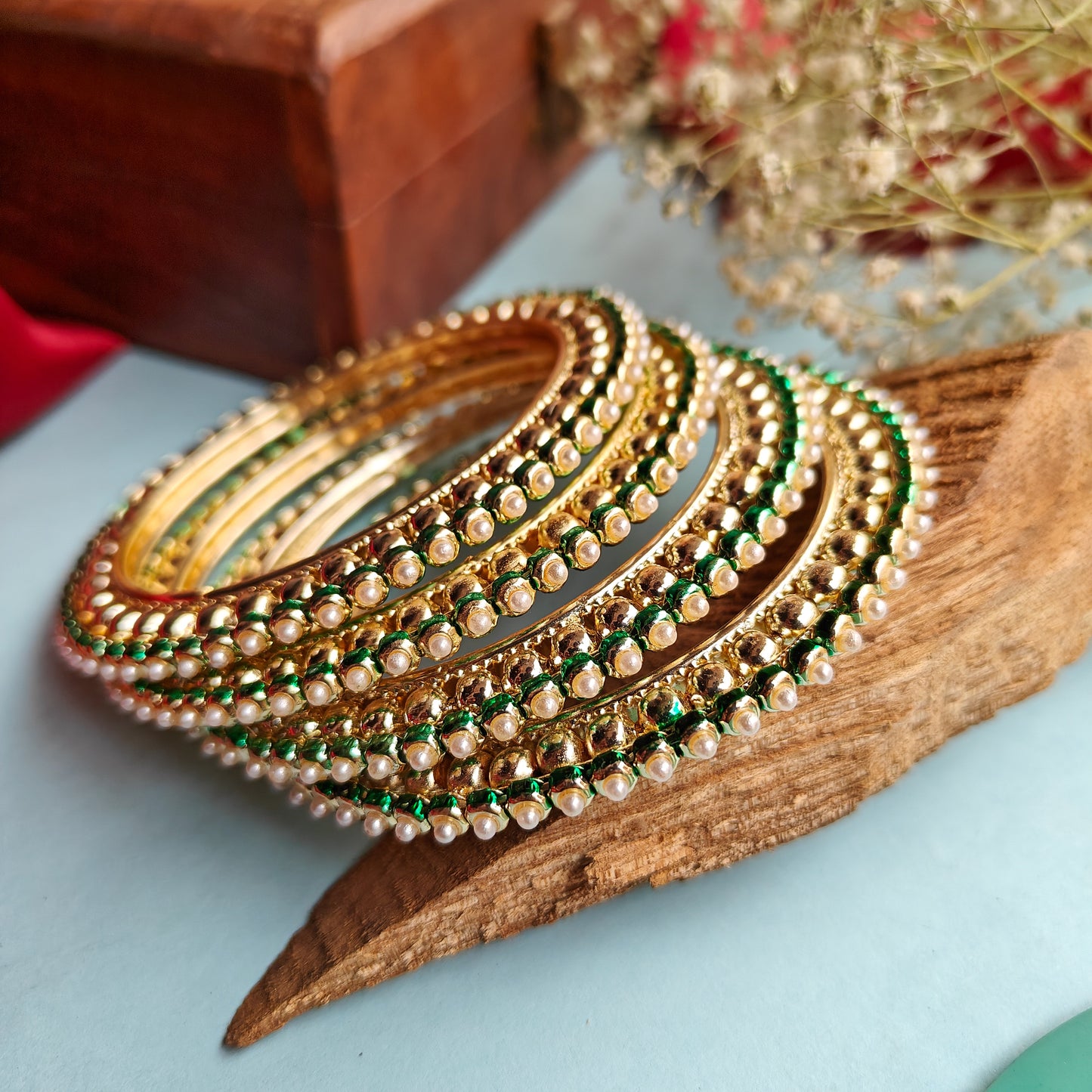 Inaya Pearl Bangle Set of 4