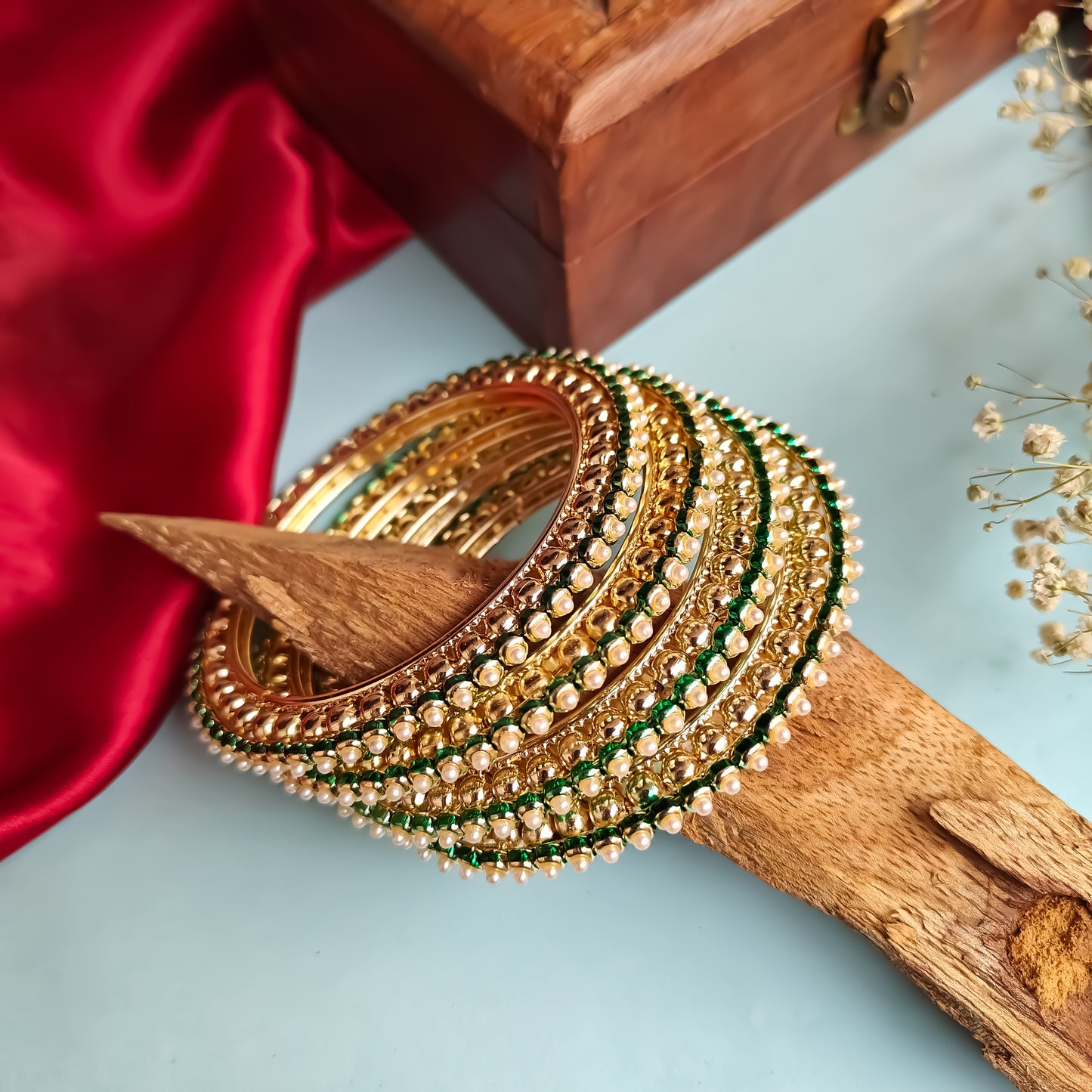 Inaya Pearl Bangle Set of 4