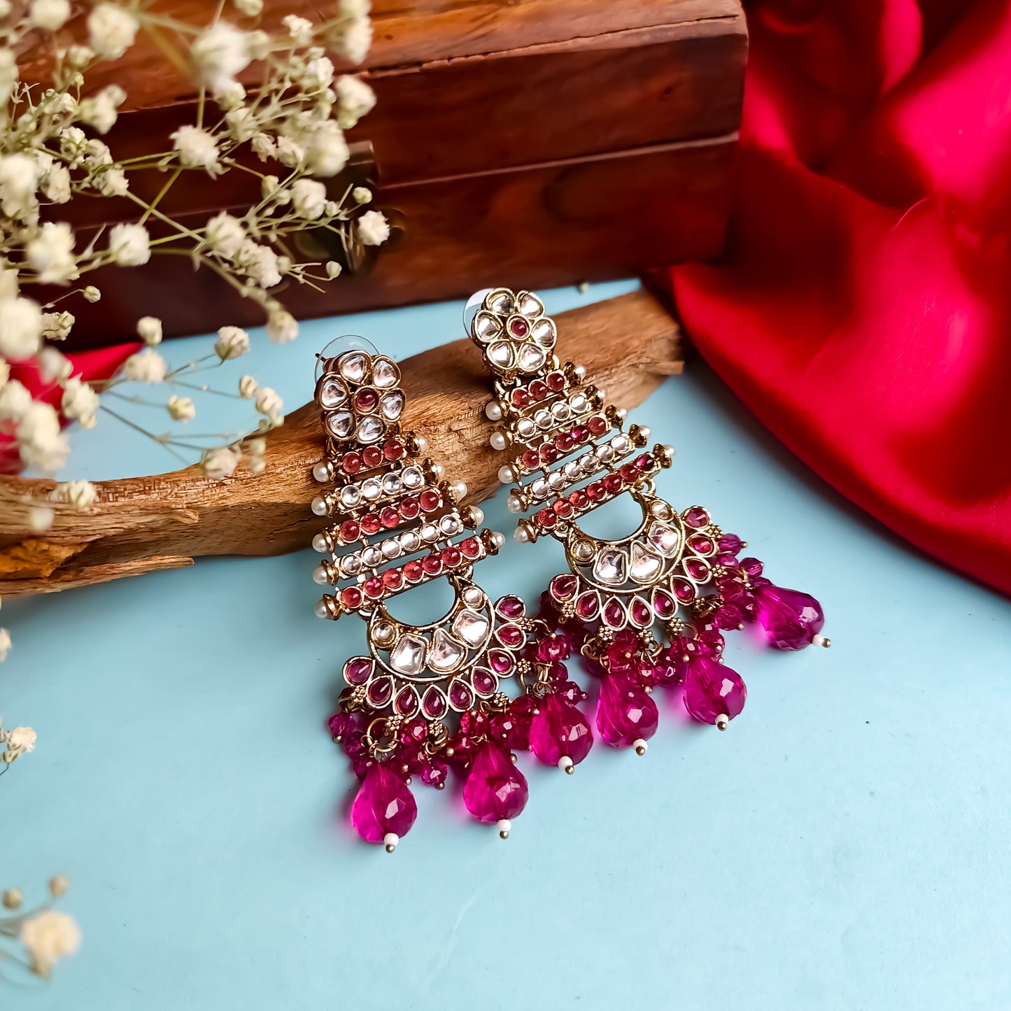 Kuhu Designer Earrings Wine