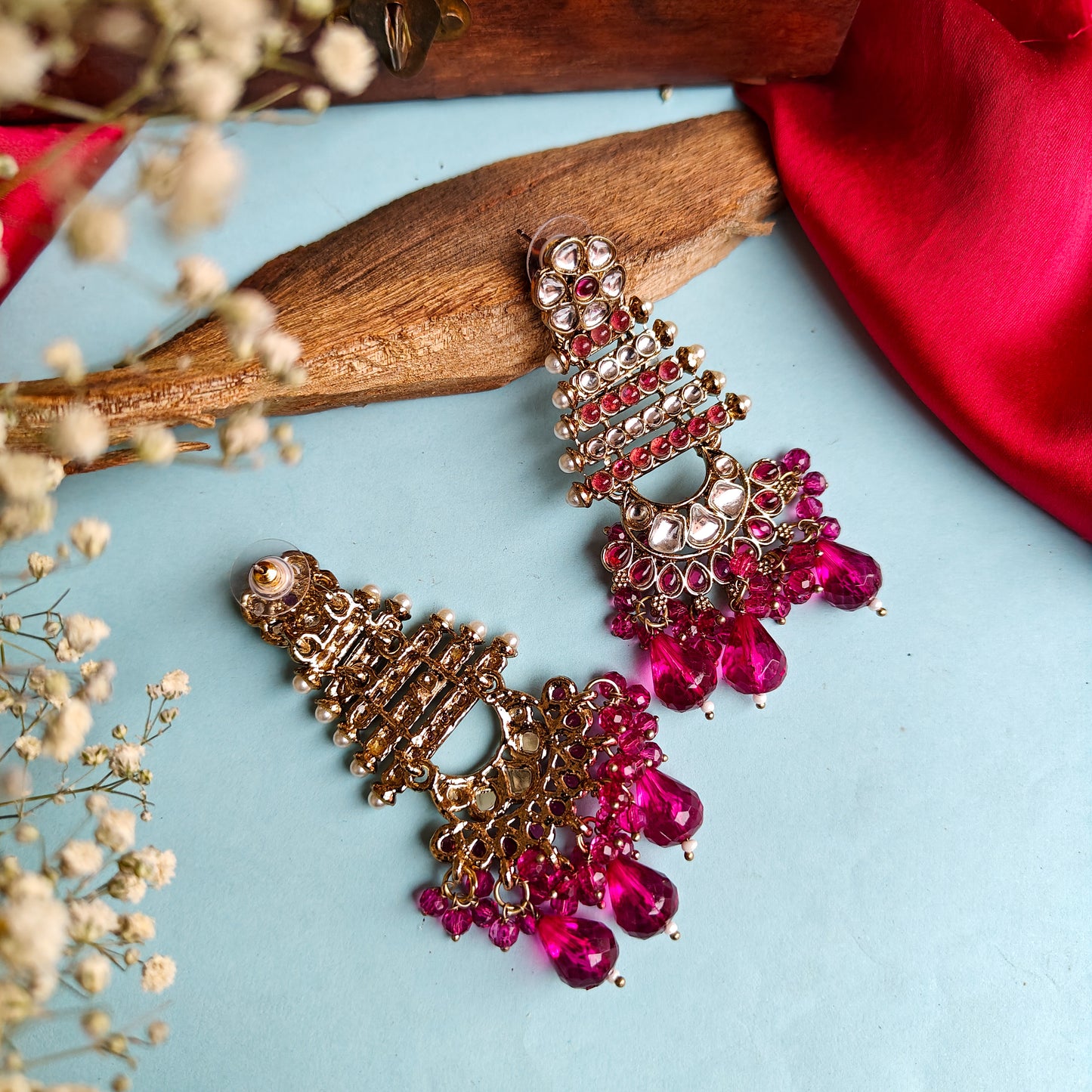 Kuhu Designer Earrings Wine