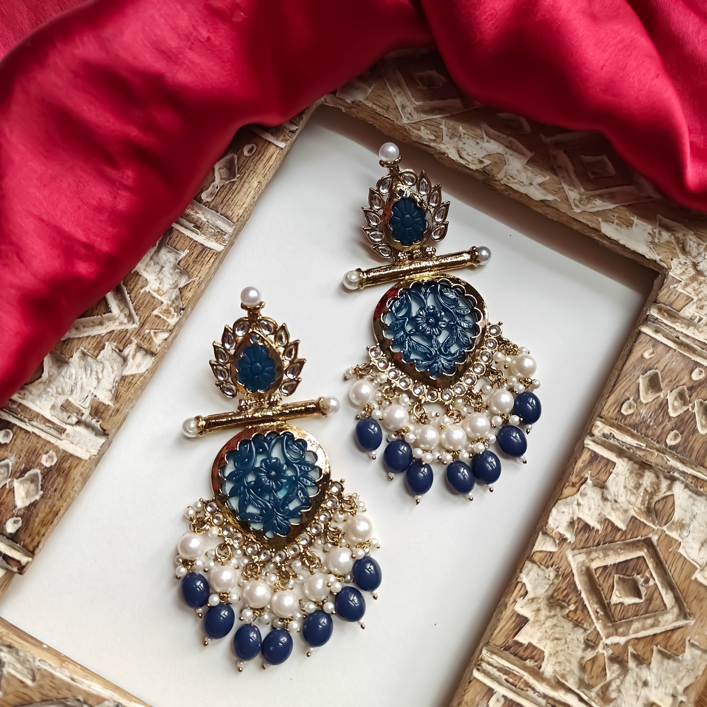 Shagun Cutwork Chandbali Blue