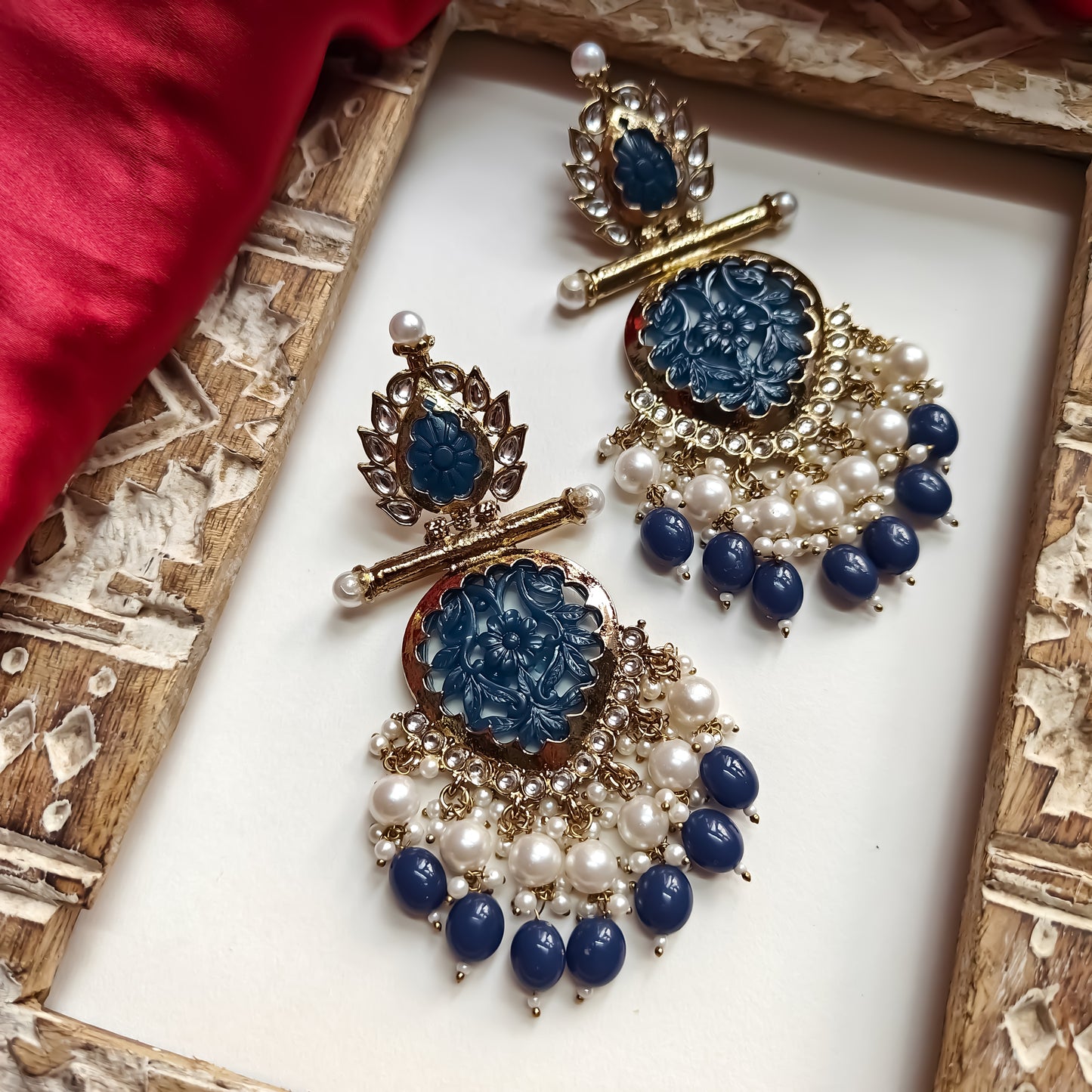 Shagun Cutwork Chandbali Blue