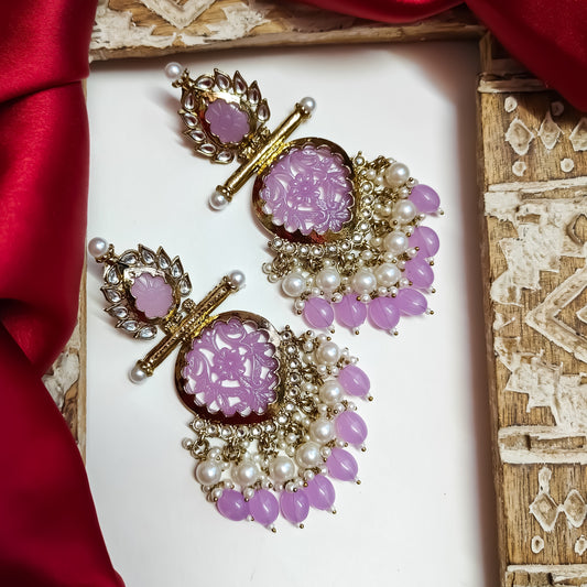 Shagun Cutwork Chandbali - Lavender