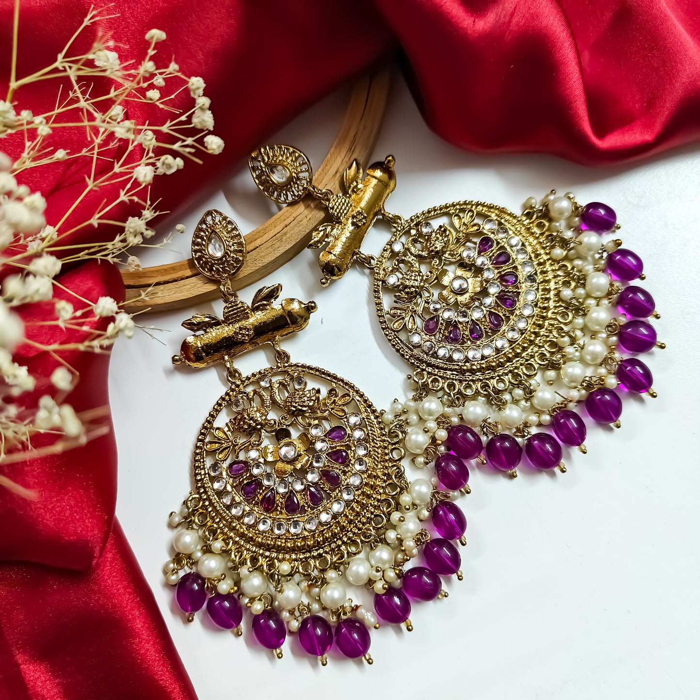 Preet Chandbali Earrings - Purple
