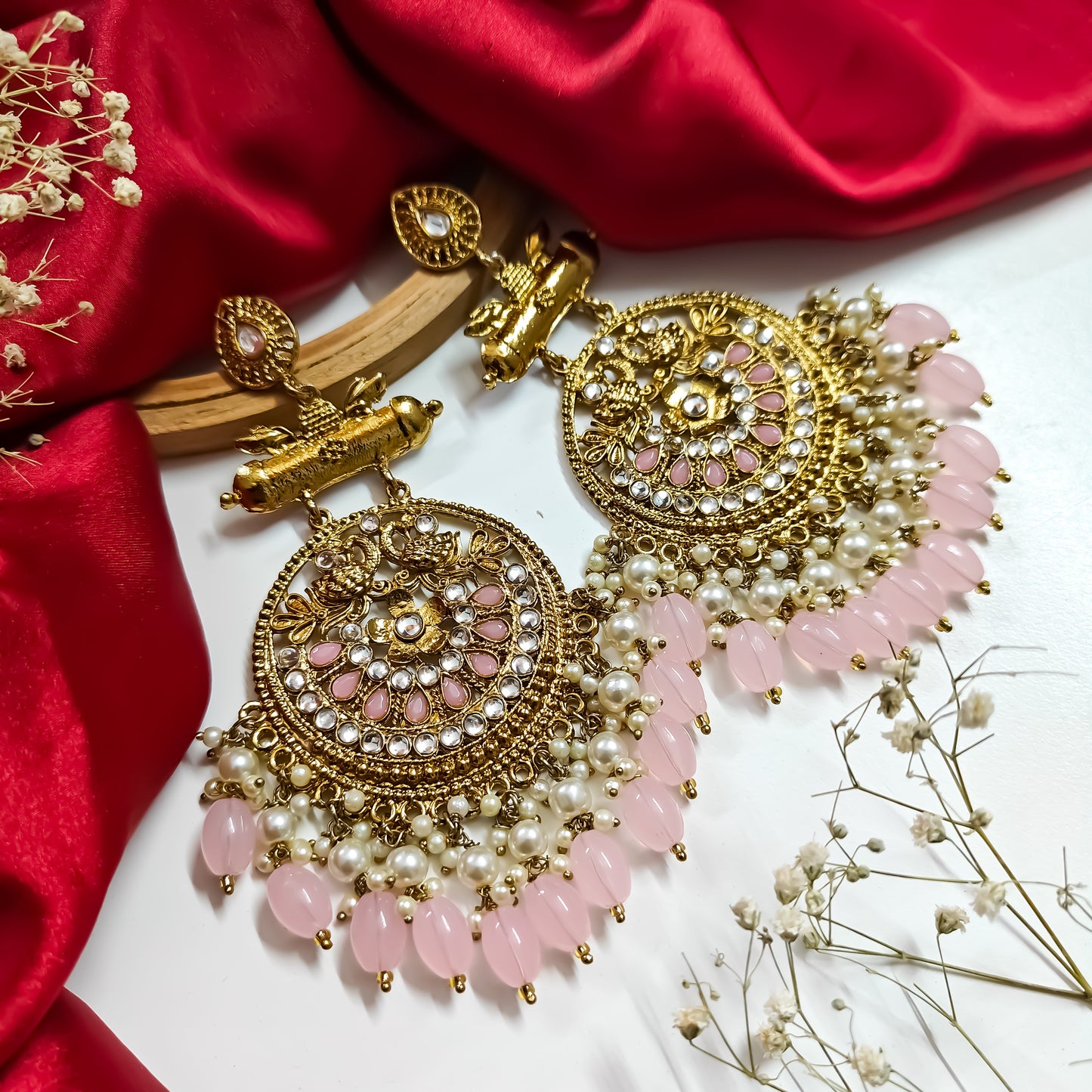 Preet Chandbali Earrings - Baby Pink
