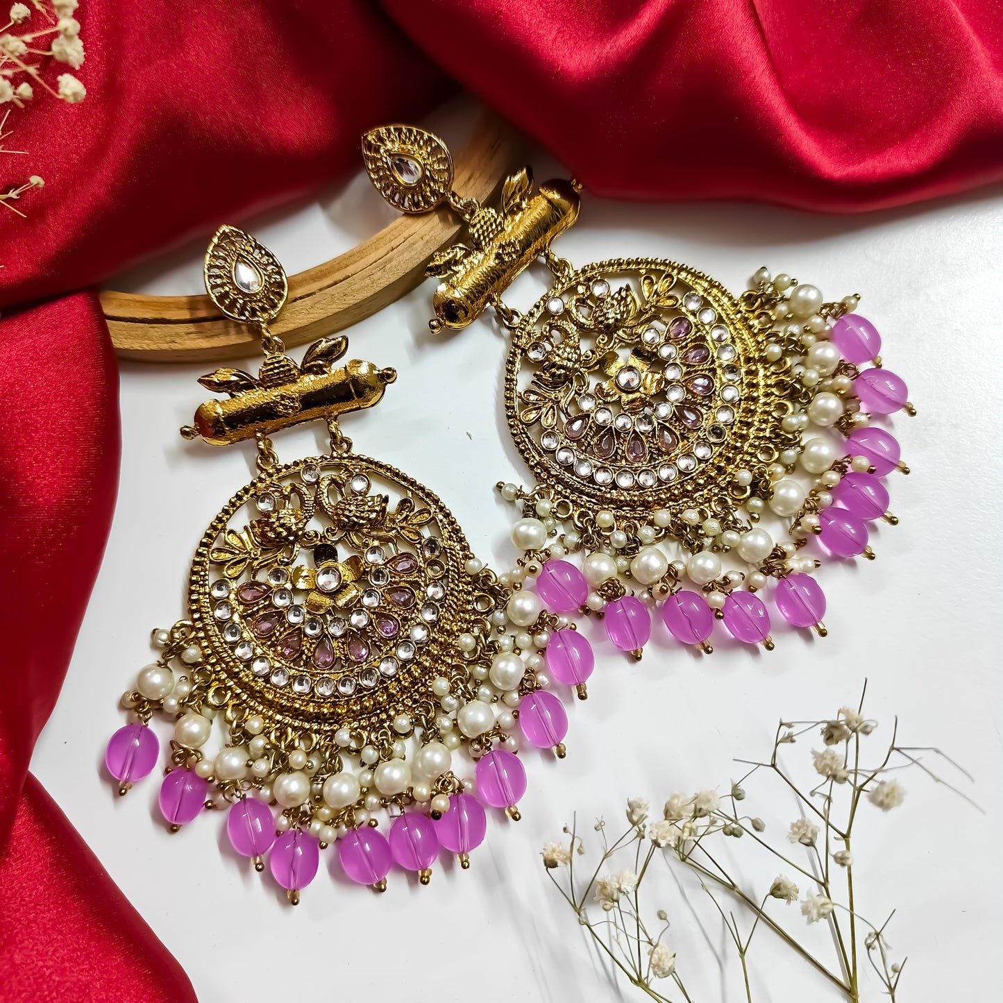 Preet Chandbali Earrings - Lavender
