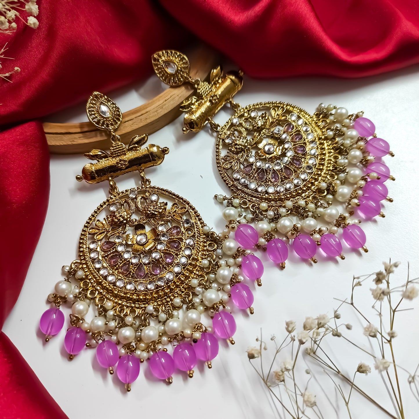Preet Chandbali Earrings - Lavender