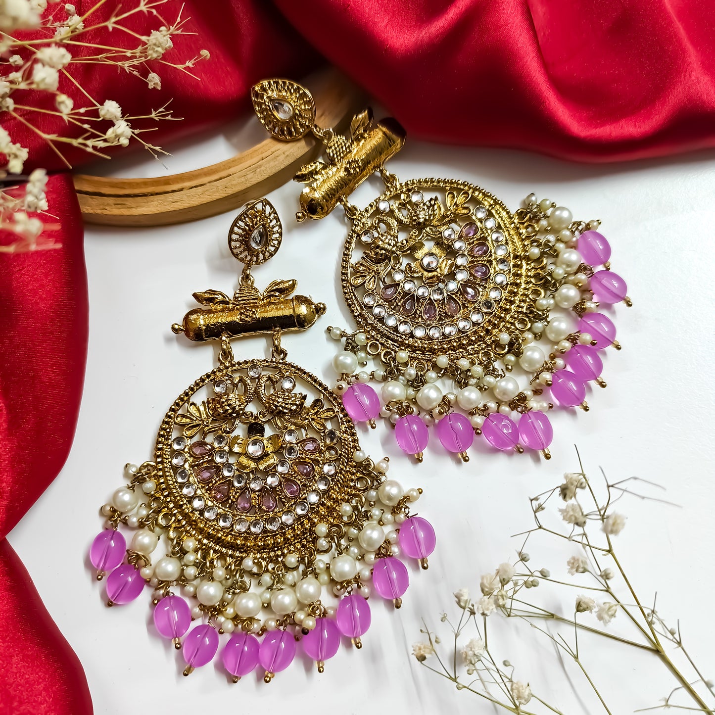 Preet Chandbali Earrings - Lavender