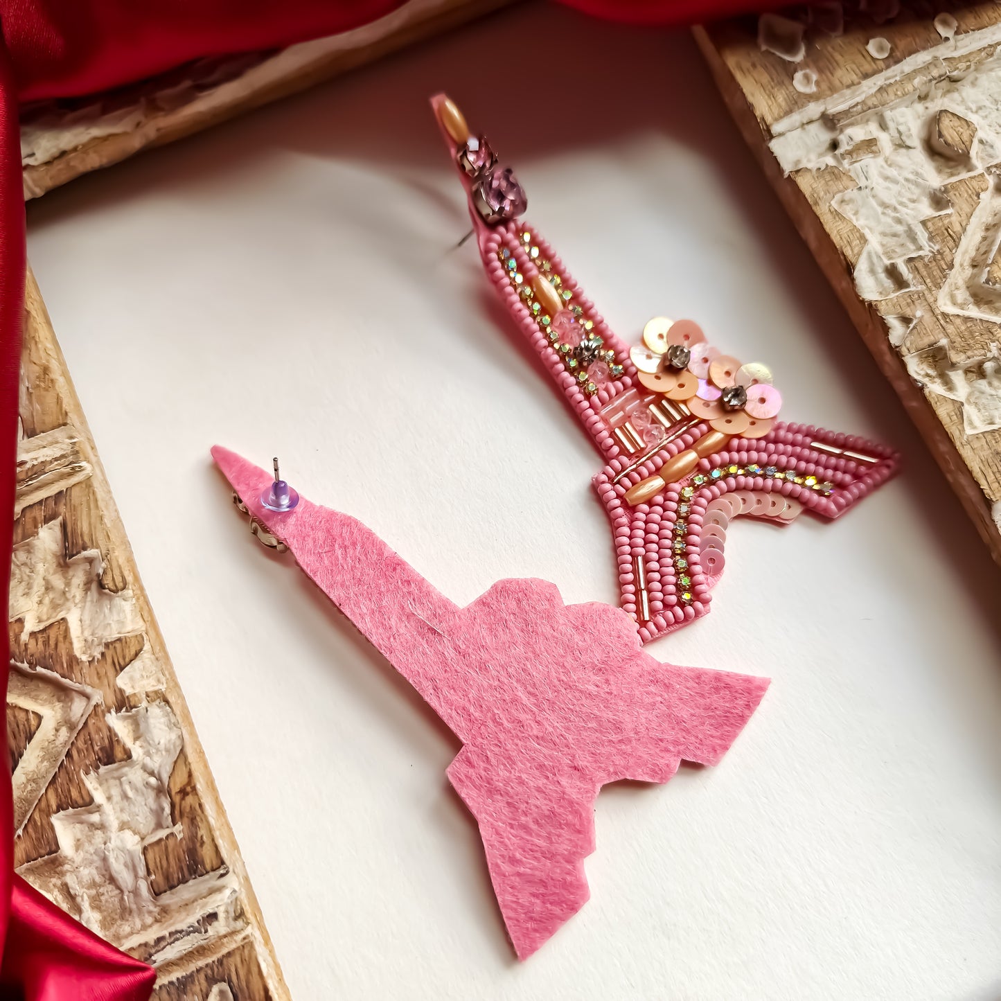 Flaunt Eiffel Tower Hand Embroidered Earrings