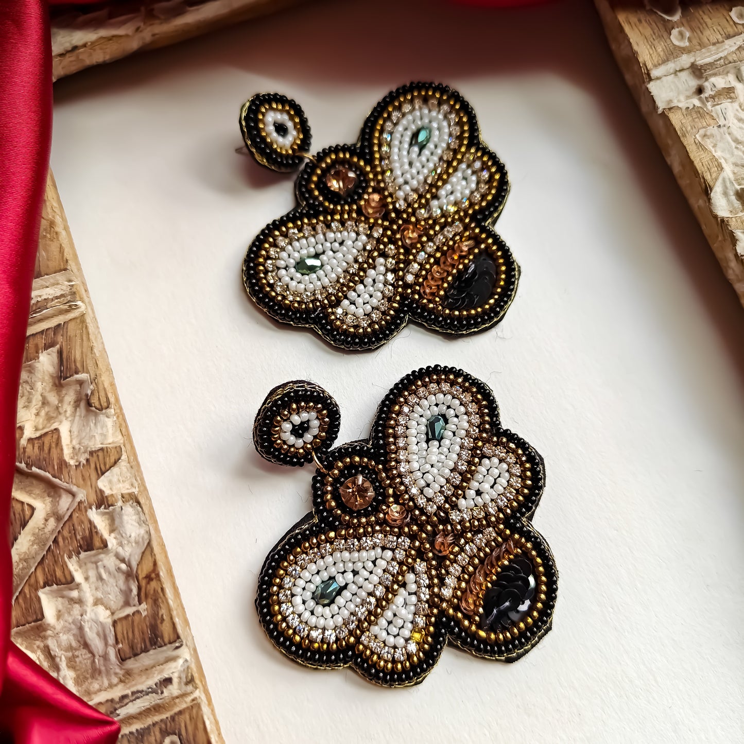 Blissful Bee Hand Embroidered Earrings