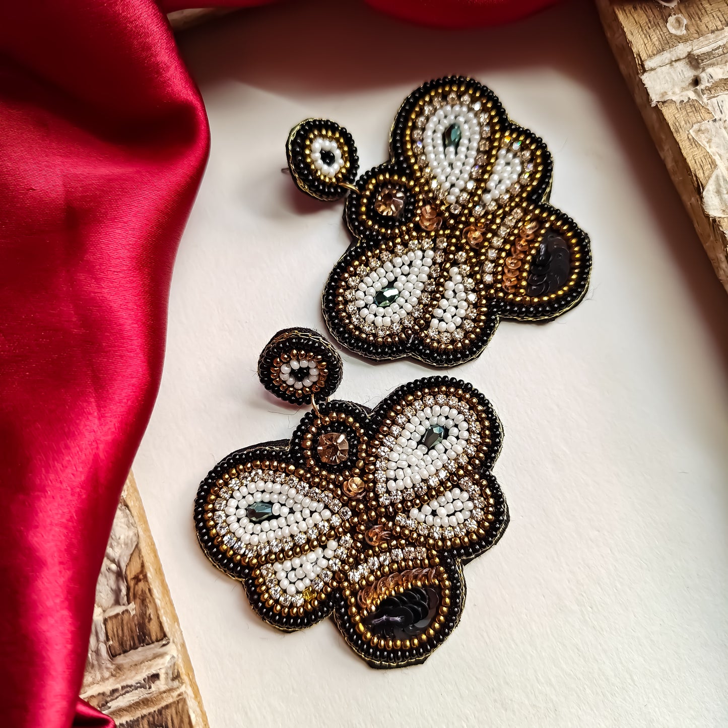 Blissful Bee Hand Embroidered Earrings