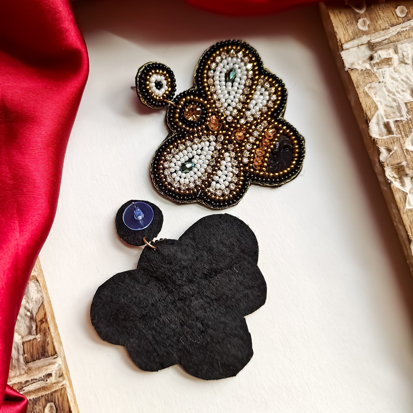 Blissful Bee Hand Embroidered Earrings