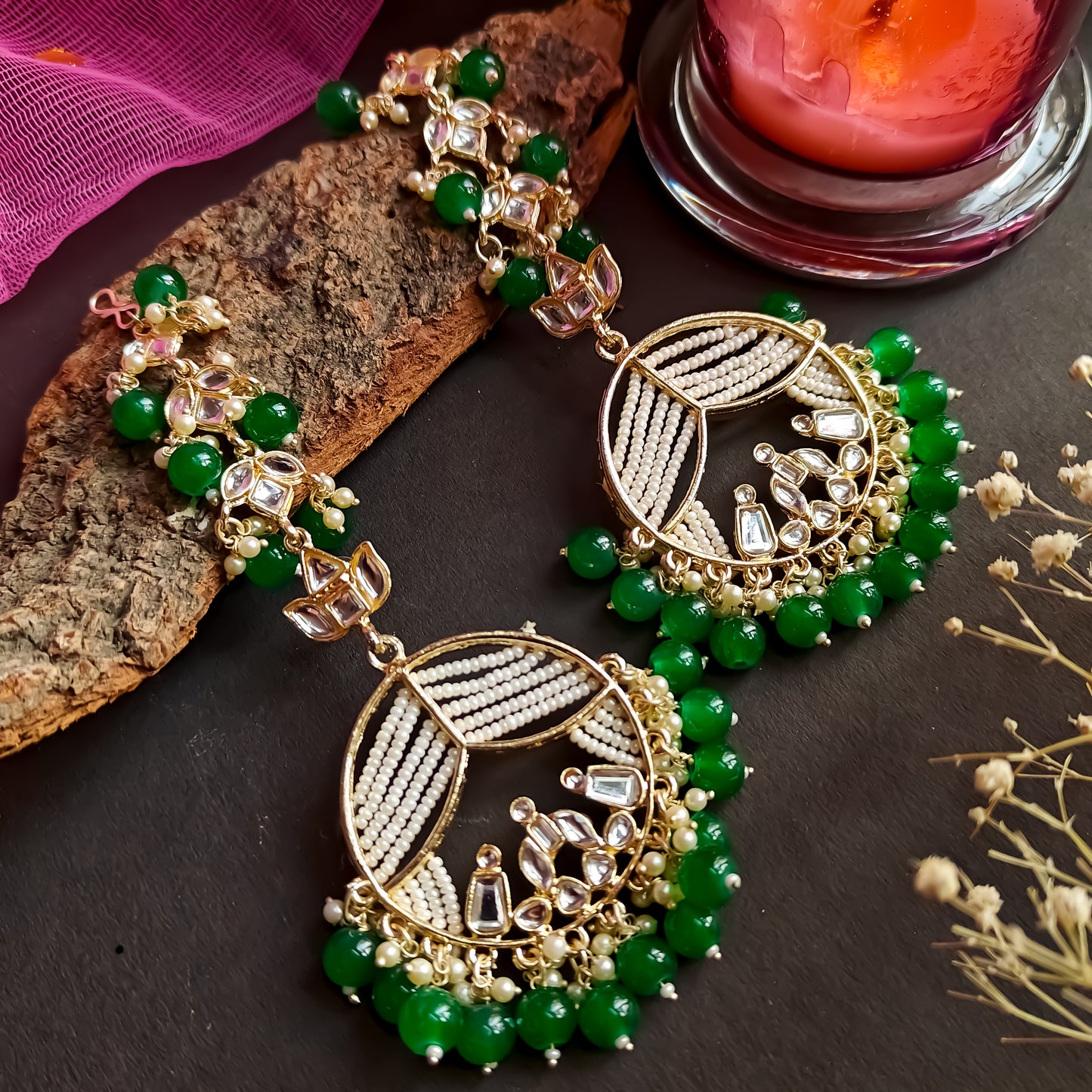 Doli Chandbali Earrings - Green