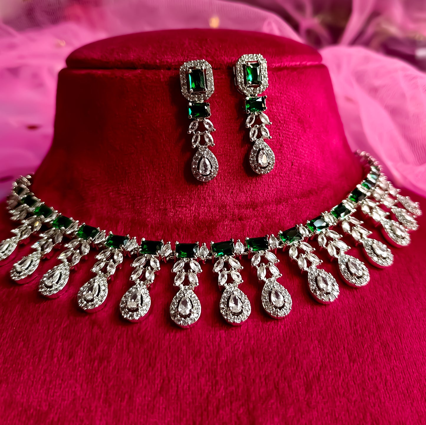 Harriet AD Necklace Set - Emerald Green
