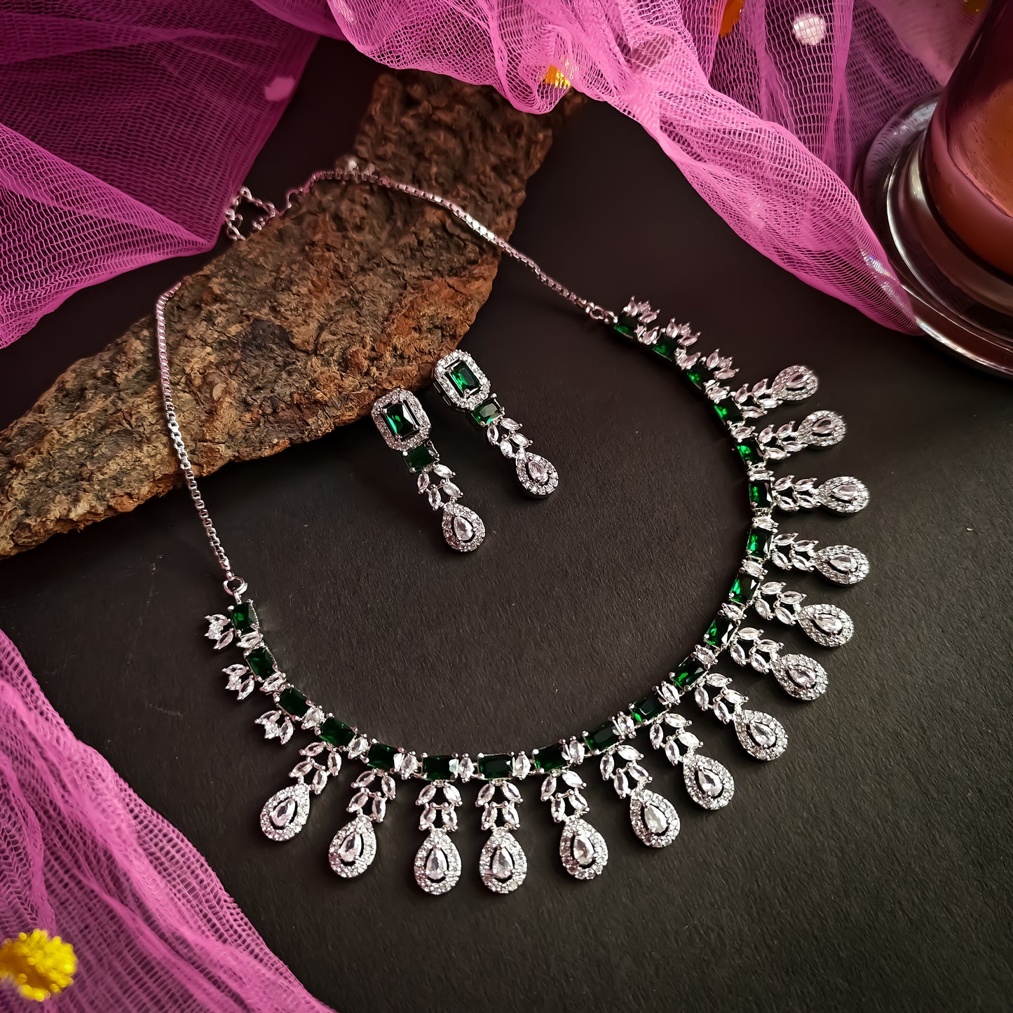 Harriet AD Necklace Set - Emerald Green