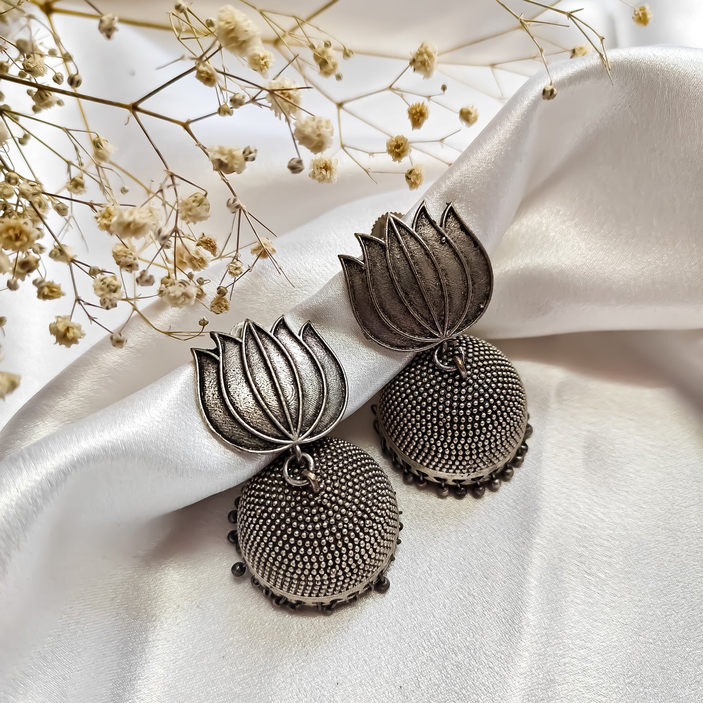 Lotus Sla Brass Jhumka Earrings