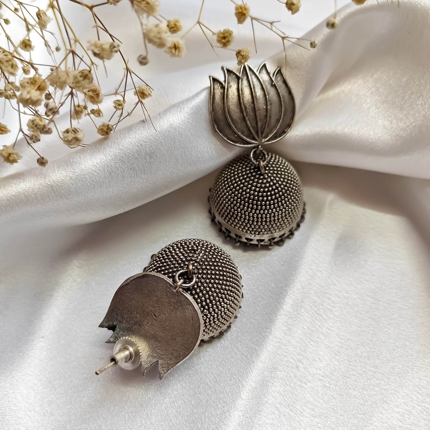 Lotus Sla Brass Jhumka Earrings