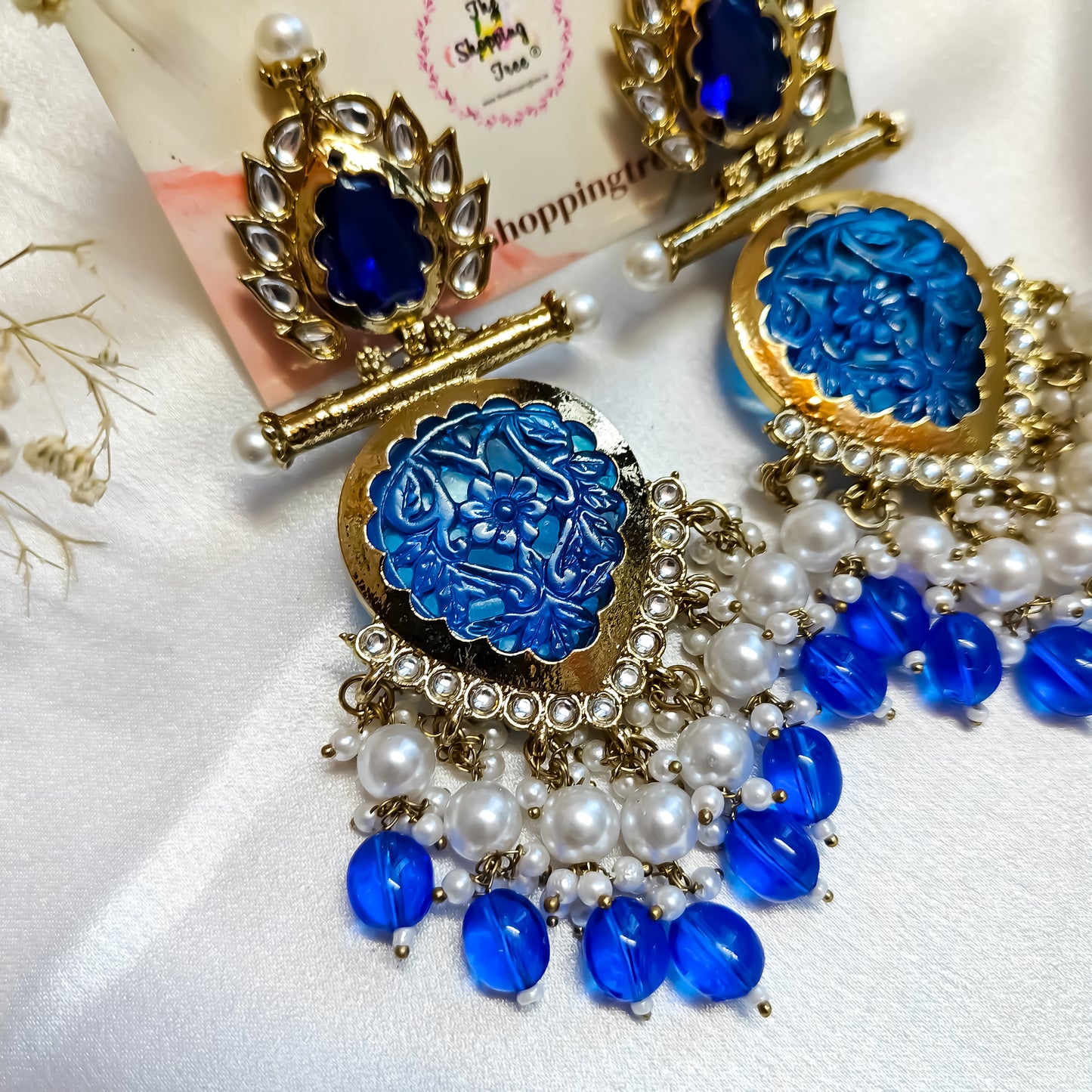 Shagun Cutwork Chandbali - Navy Blue