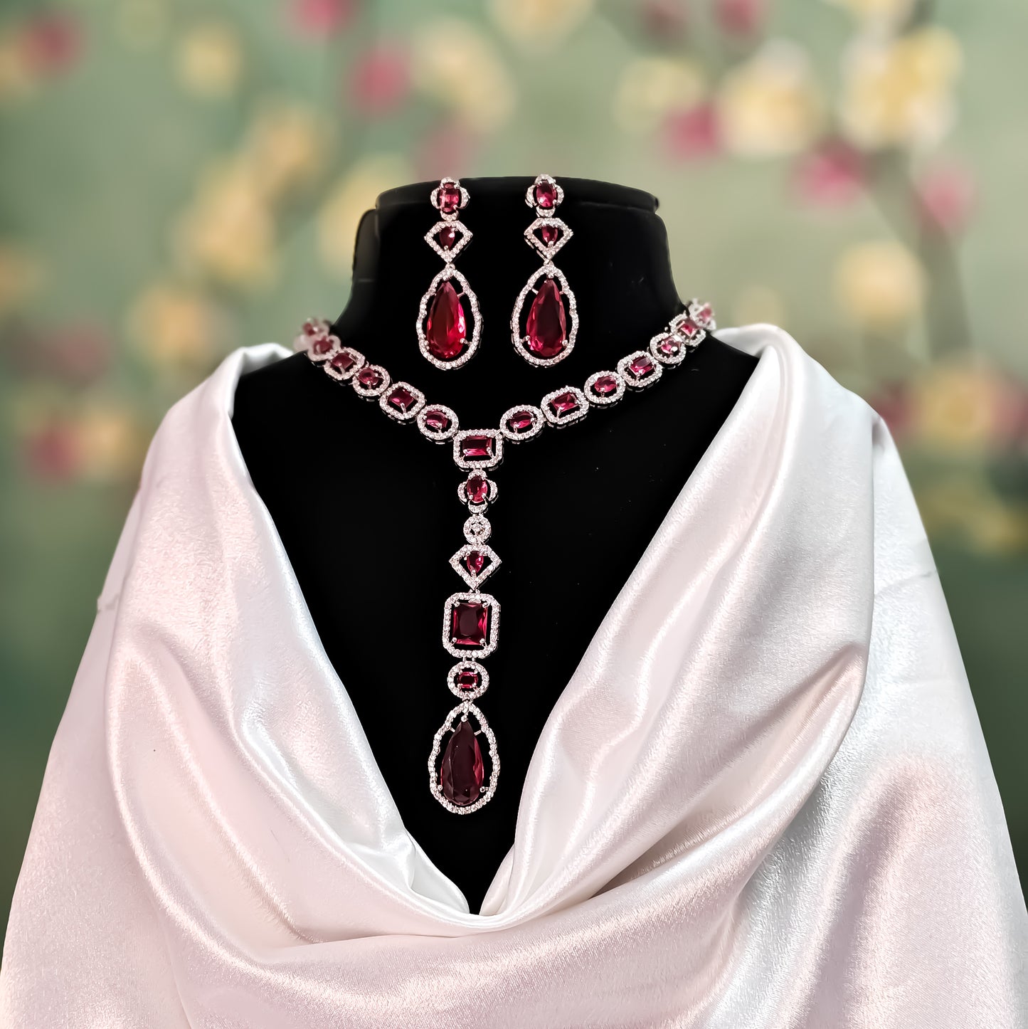 Sophie AD Necklace Set - Ruby Red