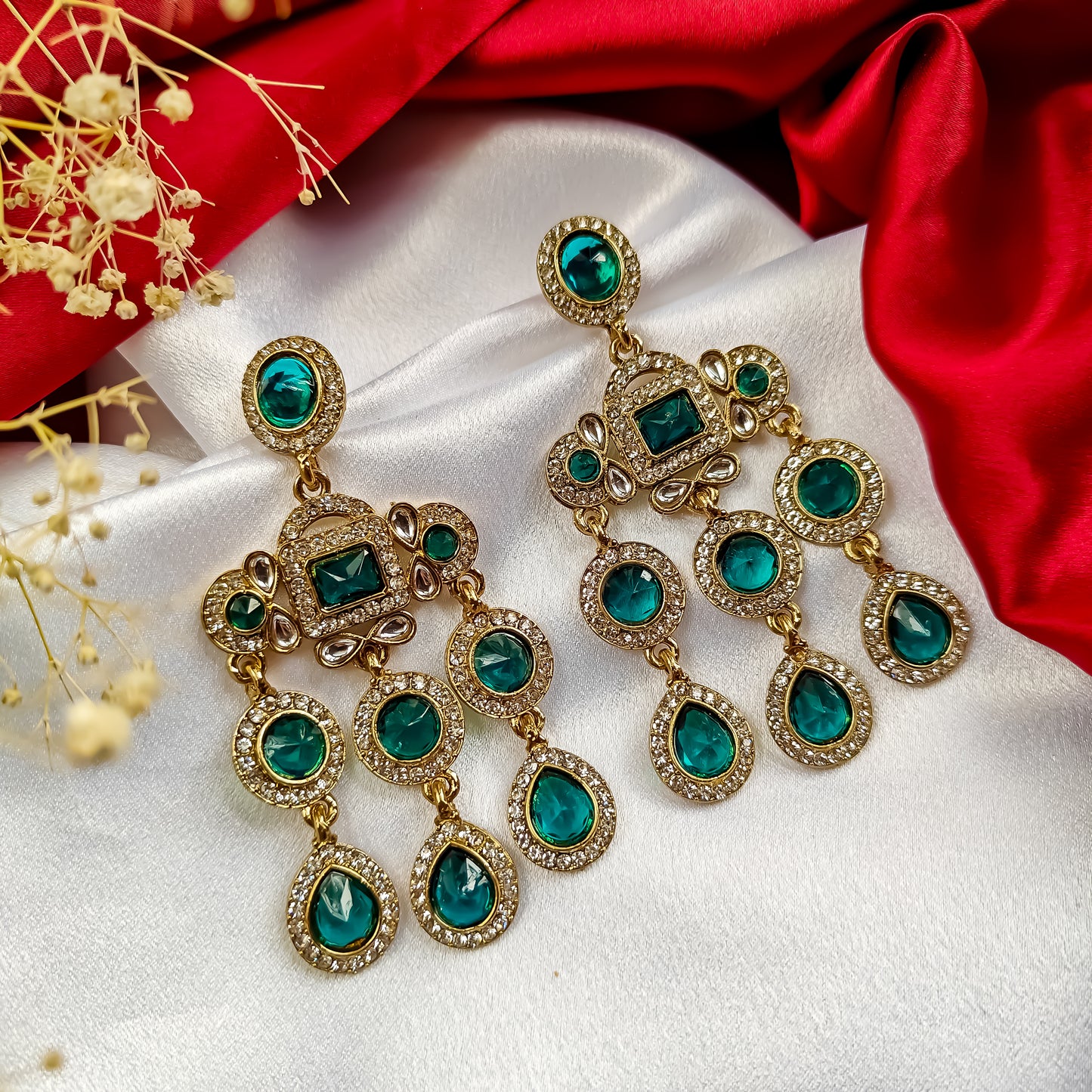 Davi Dangler Earrings - Peacock Blue