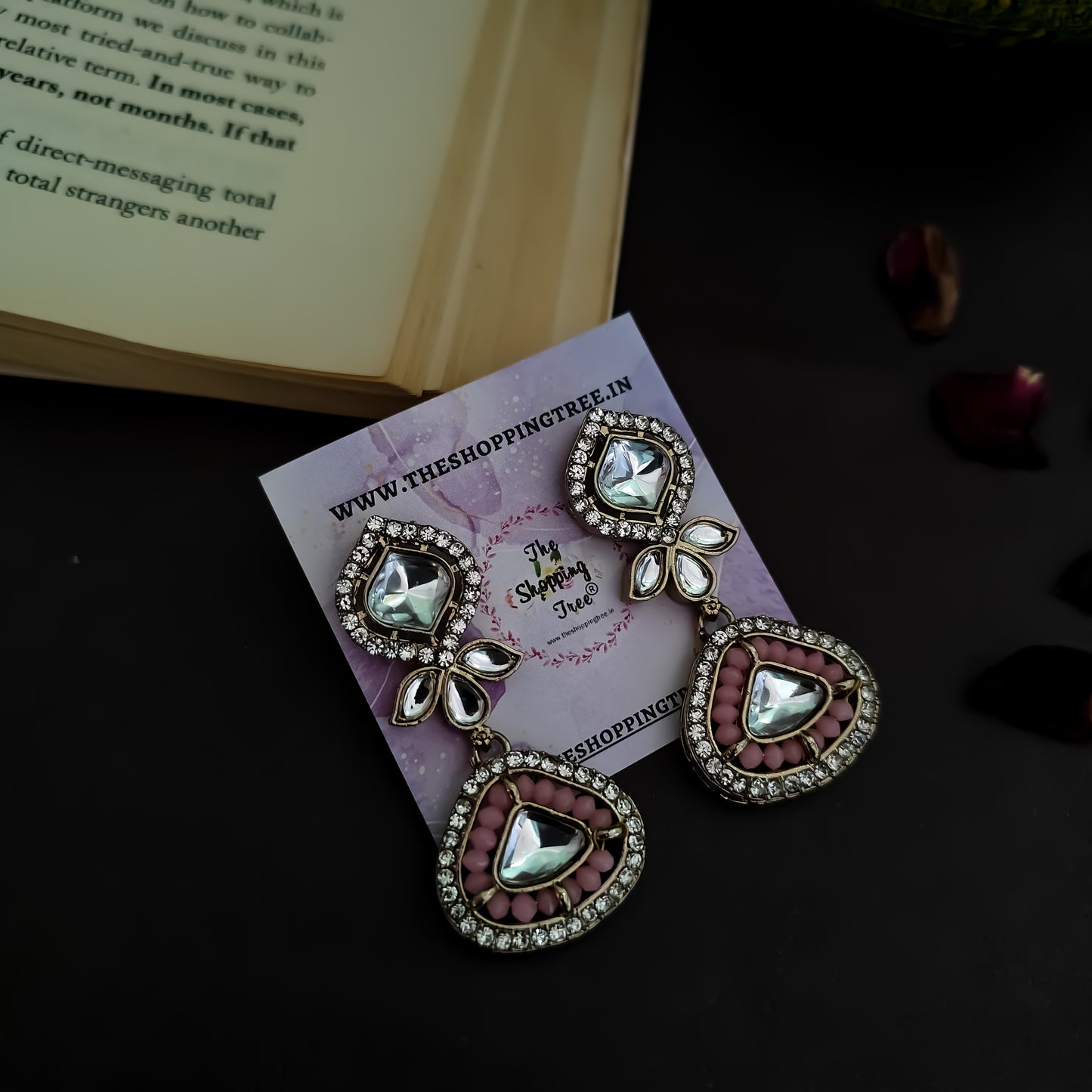 Naina Kundan Necklace Set - Baby Pink