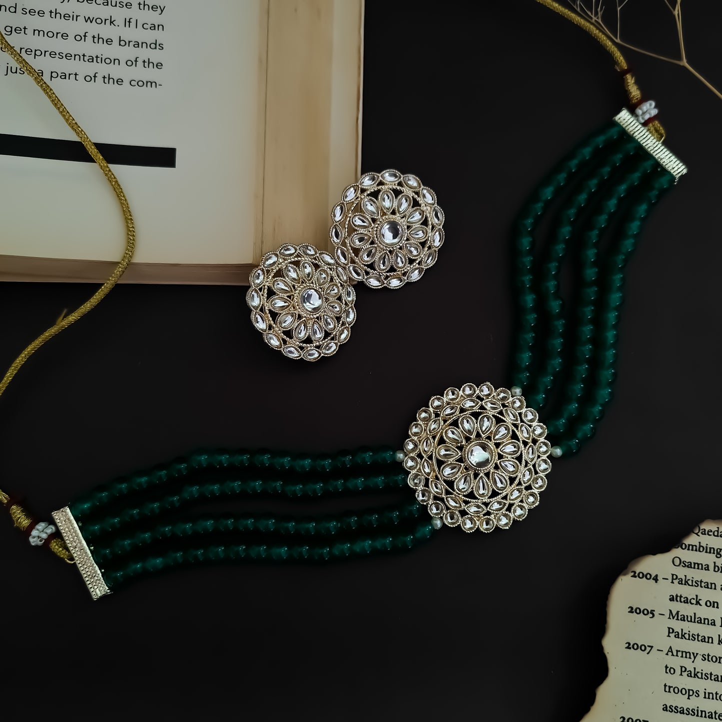 VAANI KUNDAN PEARL NECKLACE GREEN