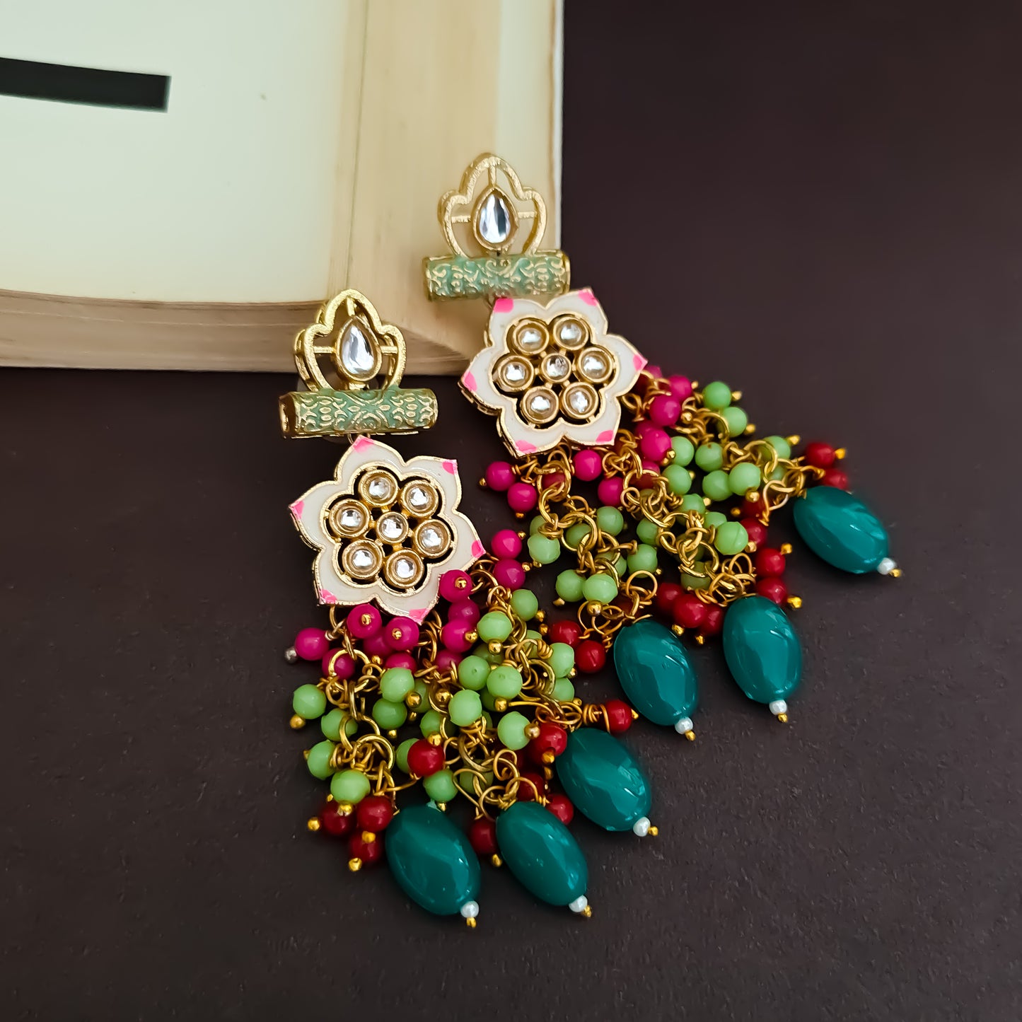 Nibha Pearl Necklace Set - Mint Green Pearl