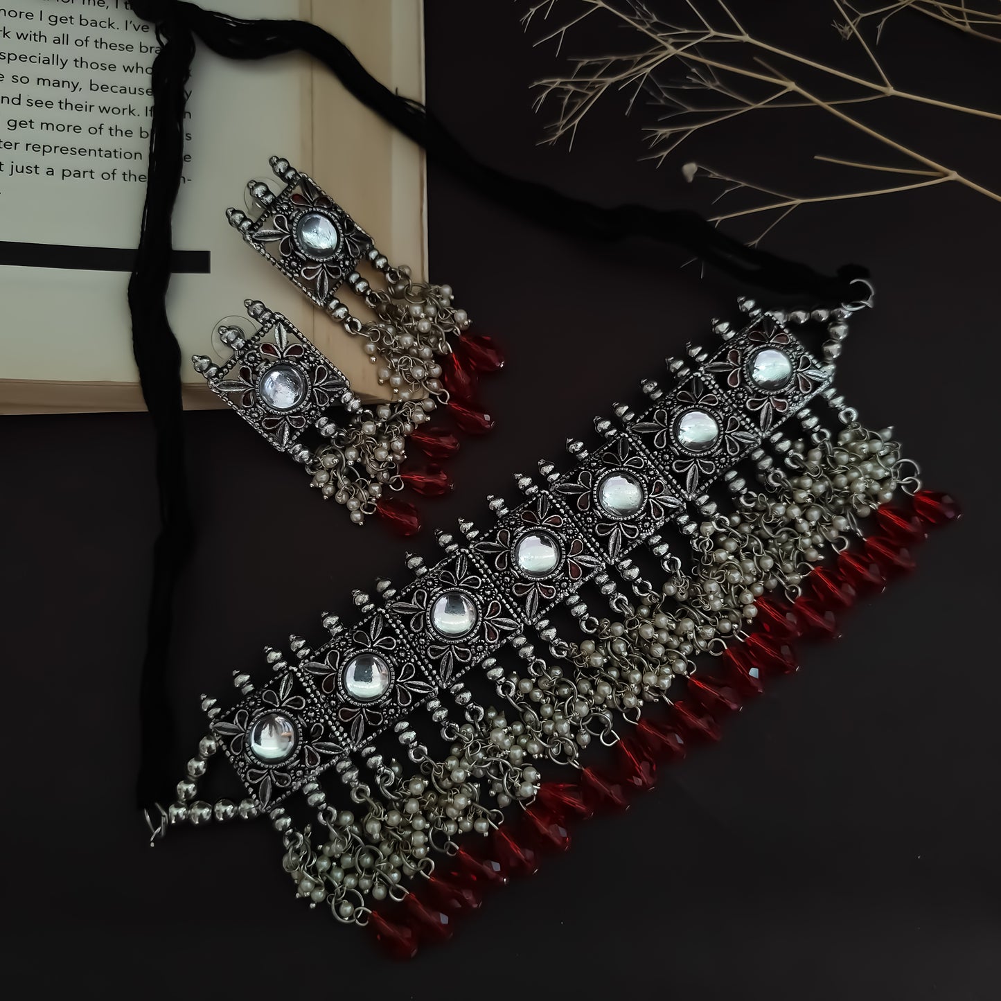 Missa Mogra Necklace Set - Red