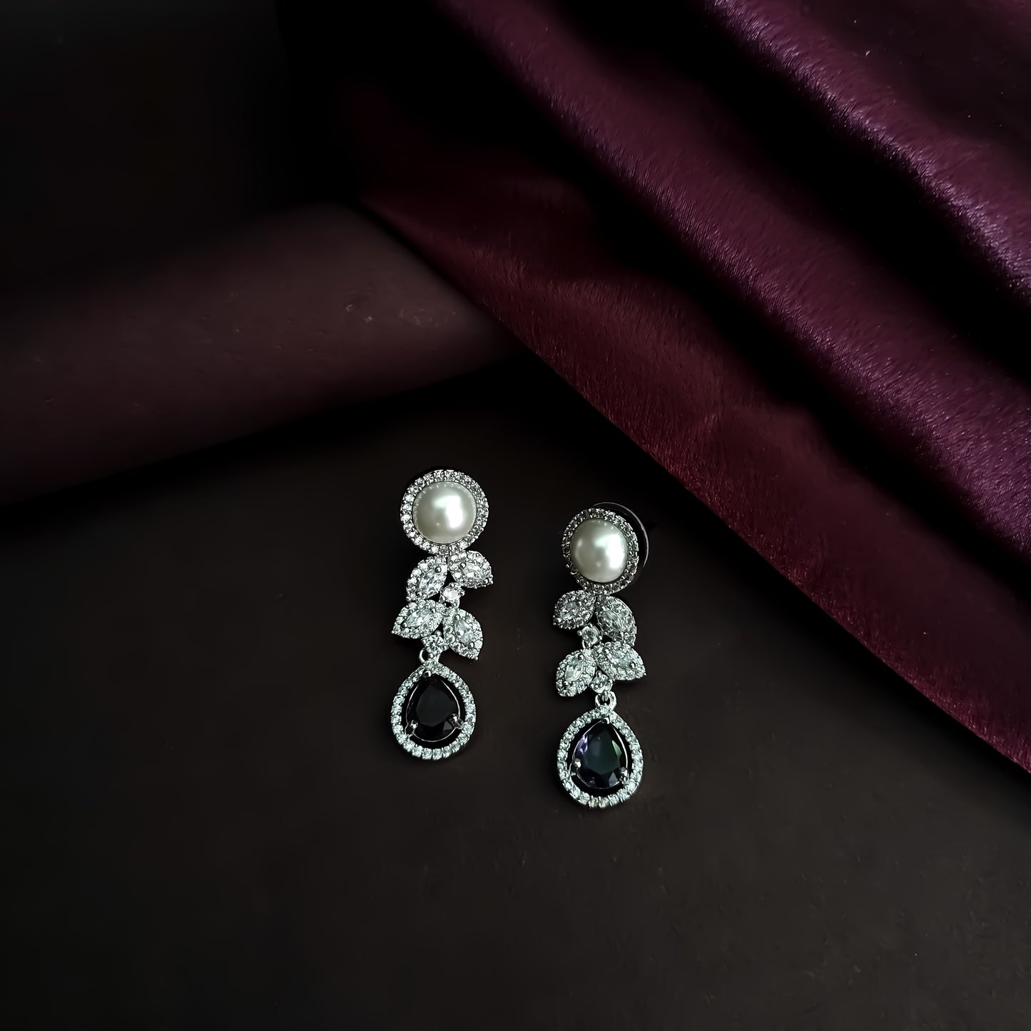 Lisha American Diamond Necklace Set - Purple