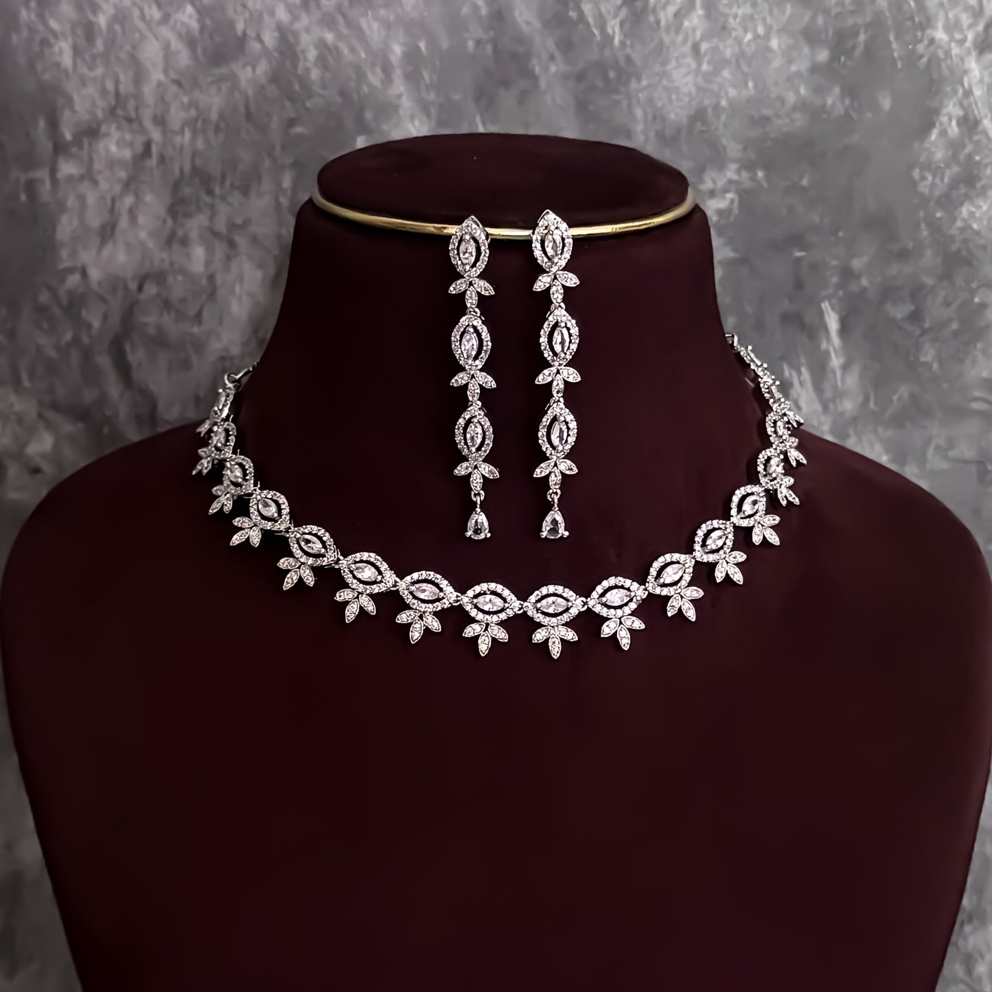 Catherin Silver AD Necklace Set