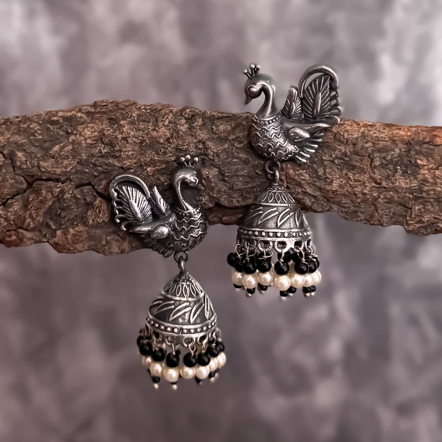 Mayuri Sla Jhumka - Black